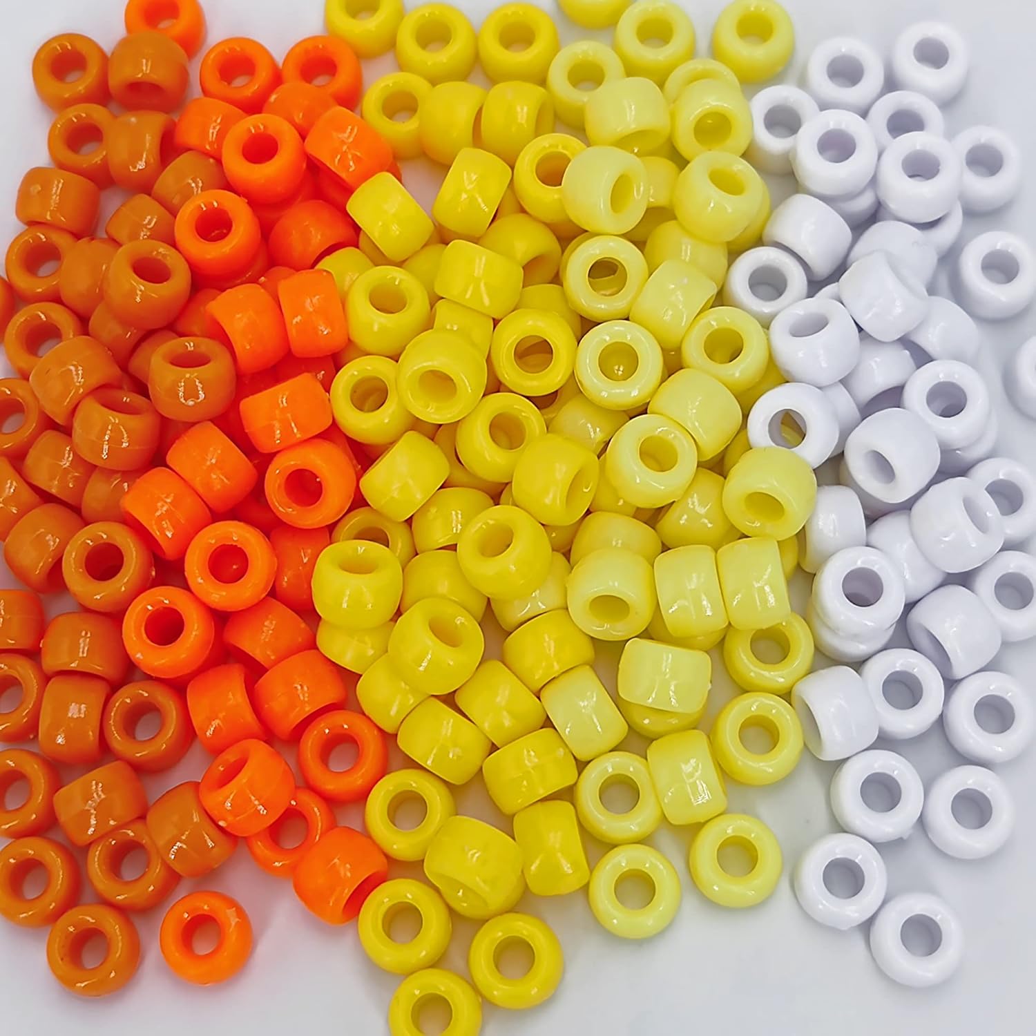MIIIM 1000PCS 6x9mm Pony Beads Bulk, 5 Styles Orange Pony Beads for Bracelets Making
