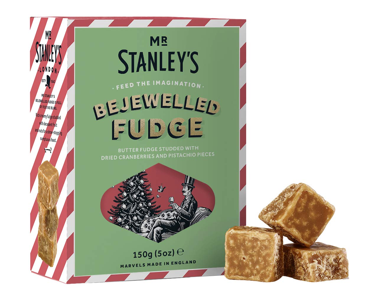 Mr Stanley’s Bejewelled Fudge – with Cranberries & Pistachios, Gift Sweets, 100g - 2 Packs