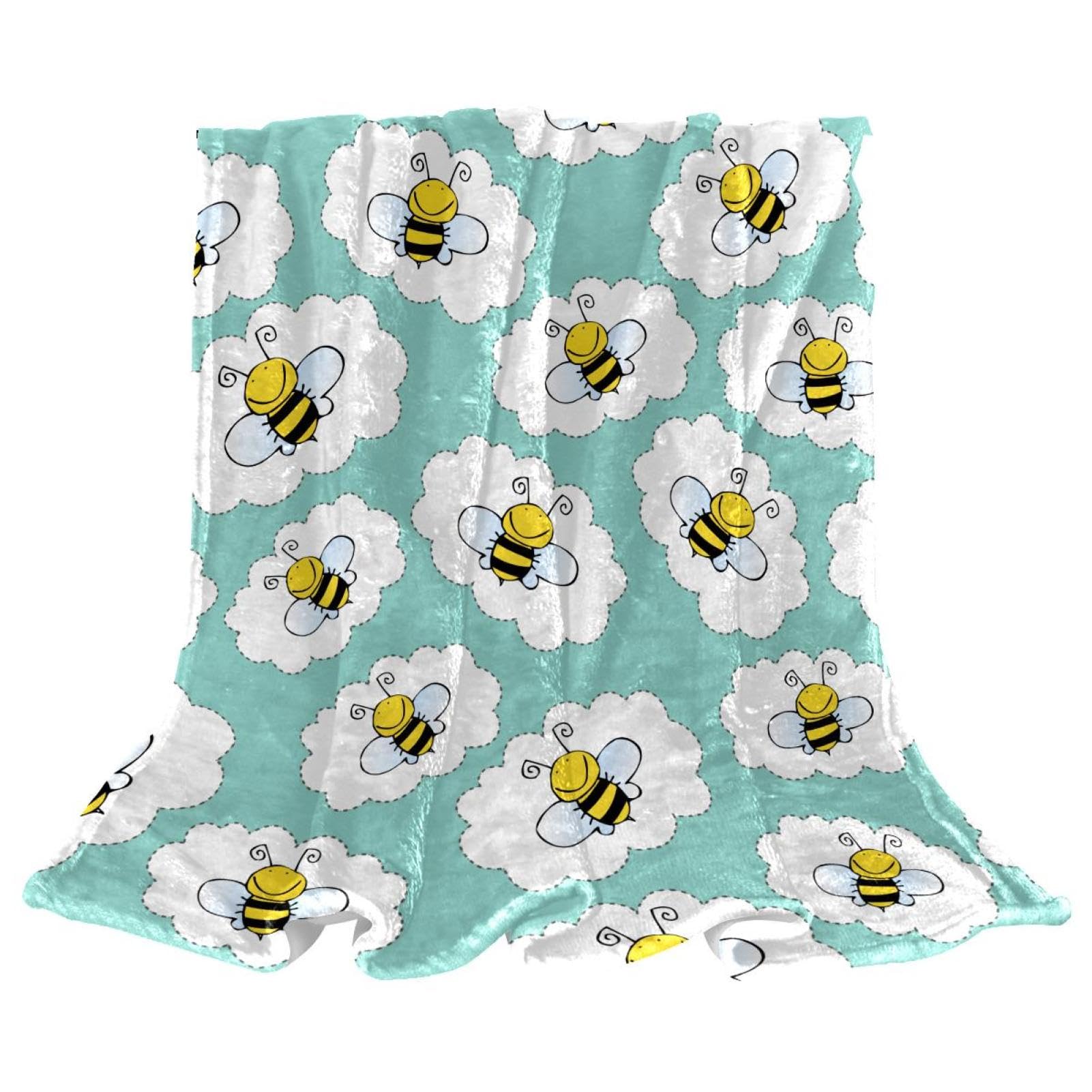 Couverture Polaire Abeilles Jaunes Chaude Contre le Froid du Canapé