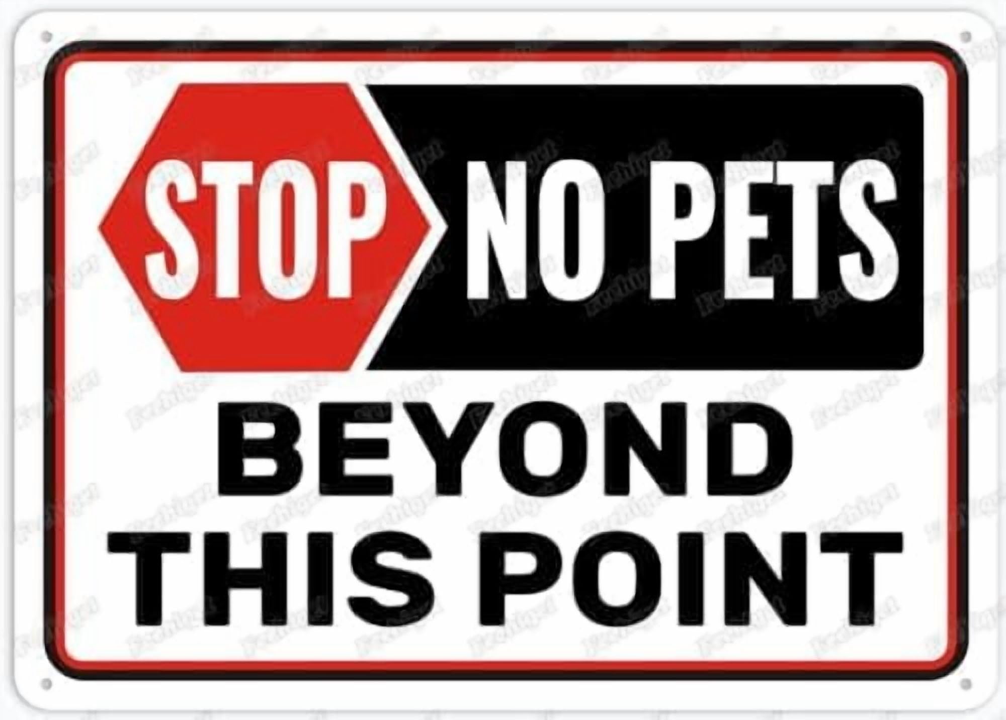 (2-Pack) Metal Tin Sign Stop No Pets Beyond This Point Sign 12"X8" Rust Free,Indoor & Outdoor Use For Fence And Yard