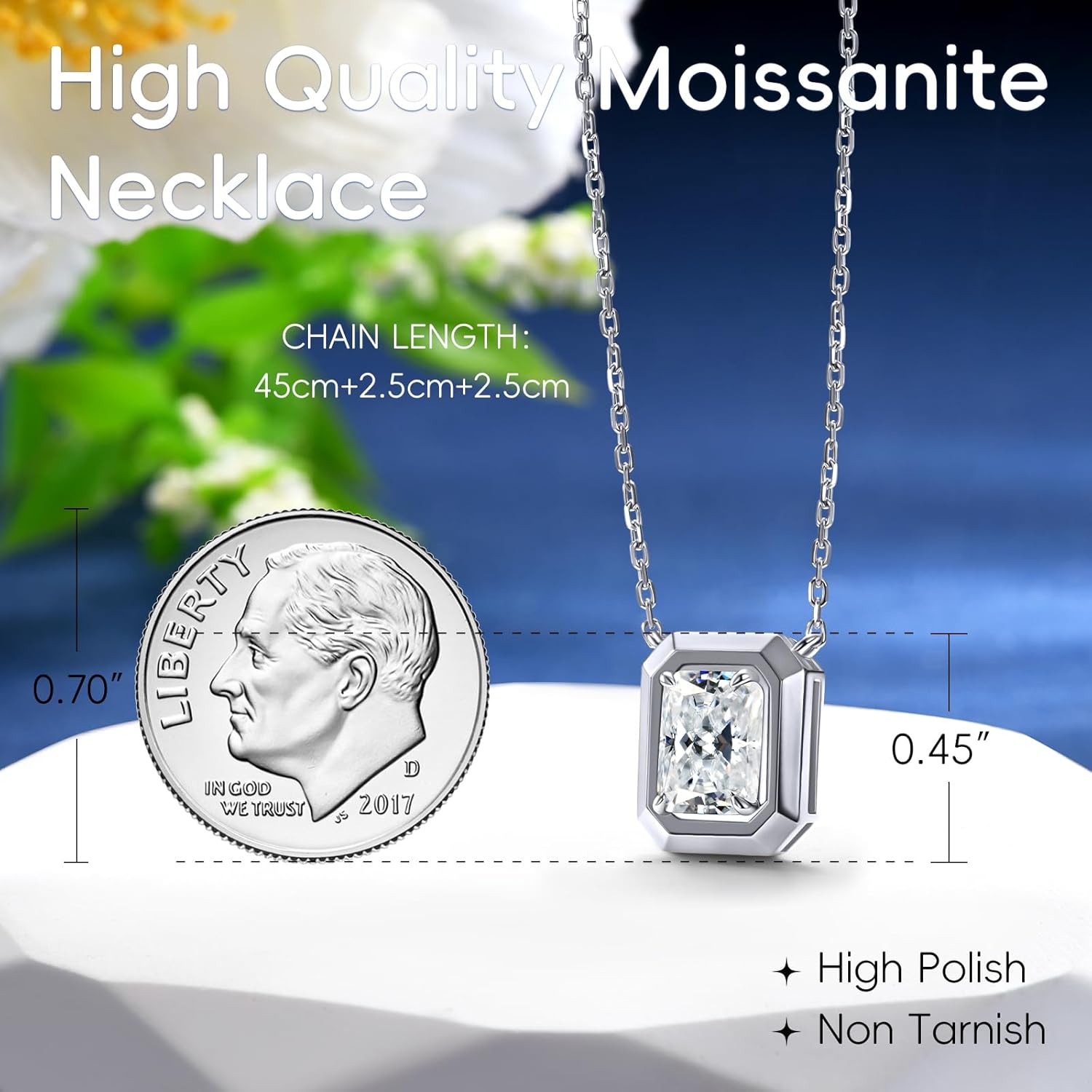 14K Gold Plated Moissanite/Emerald Necklace for Women Dainty Pendant Necklaces for Women Wife Mother Girlfriend Jewelry Gifts - Image 5