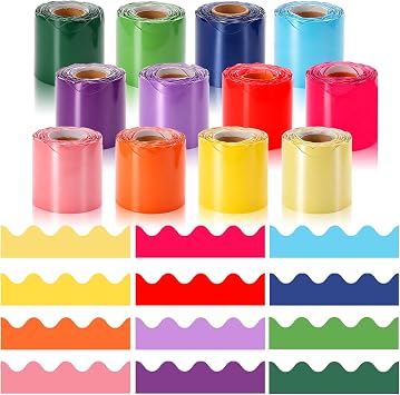 393.7 Feet Bulletin Board Borders 12 Rolls Bright Colorful Border Trim Set