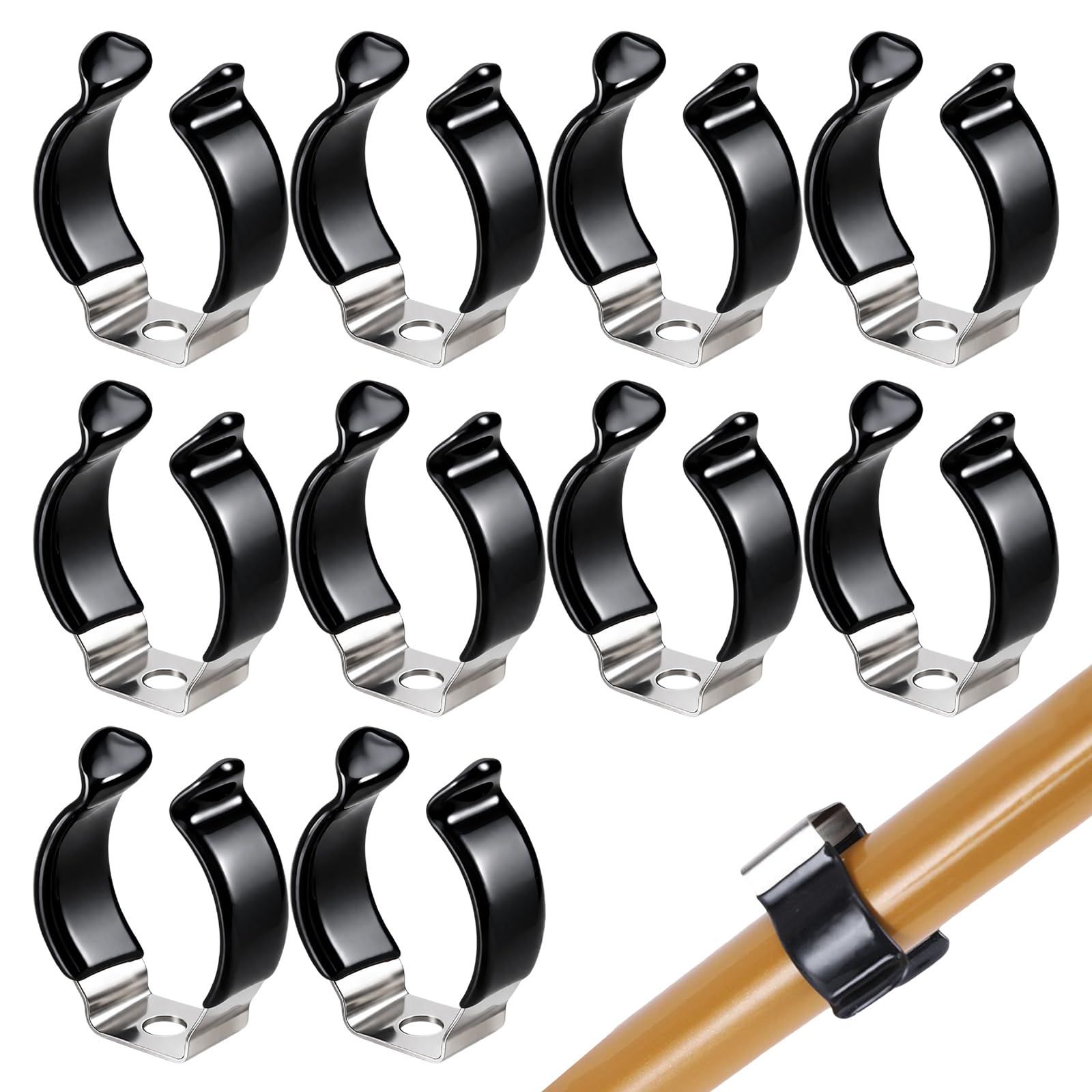 QIHAWN 10Pcs 21mm Stainless Steel Spring Terry Clips, Wall Mount Storage