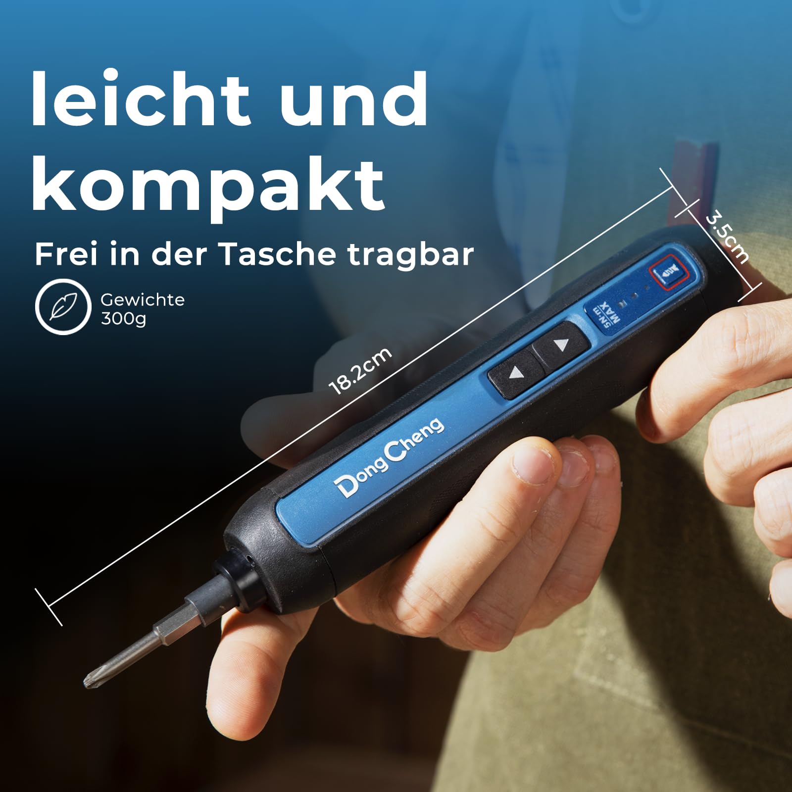 DongCheng Mini Akkuschrauber, 4V Akkuschrauber klein, 2000 mAh Lithium-Ionen-Akku, 3 Drehmoment, max. 5Nm, LED-Licht, 8-tlg. S2-Stahl Bits, ideal für Heimwerken und Reparaturen