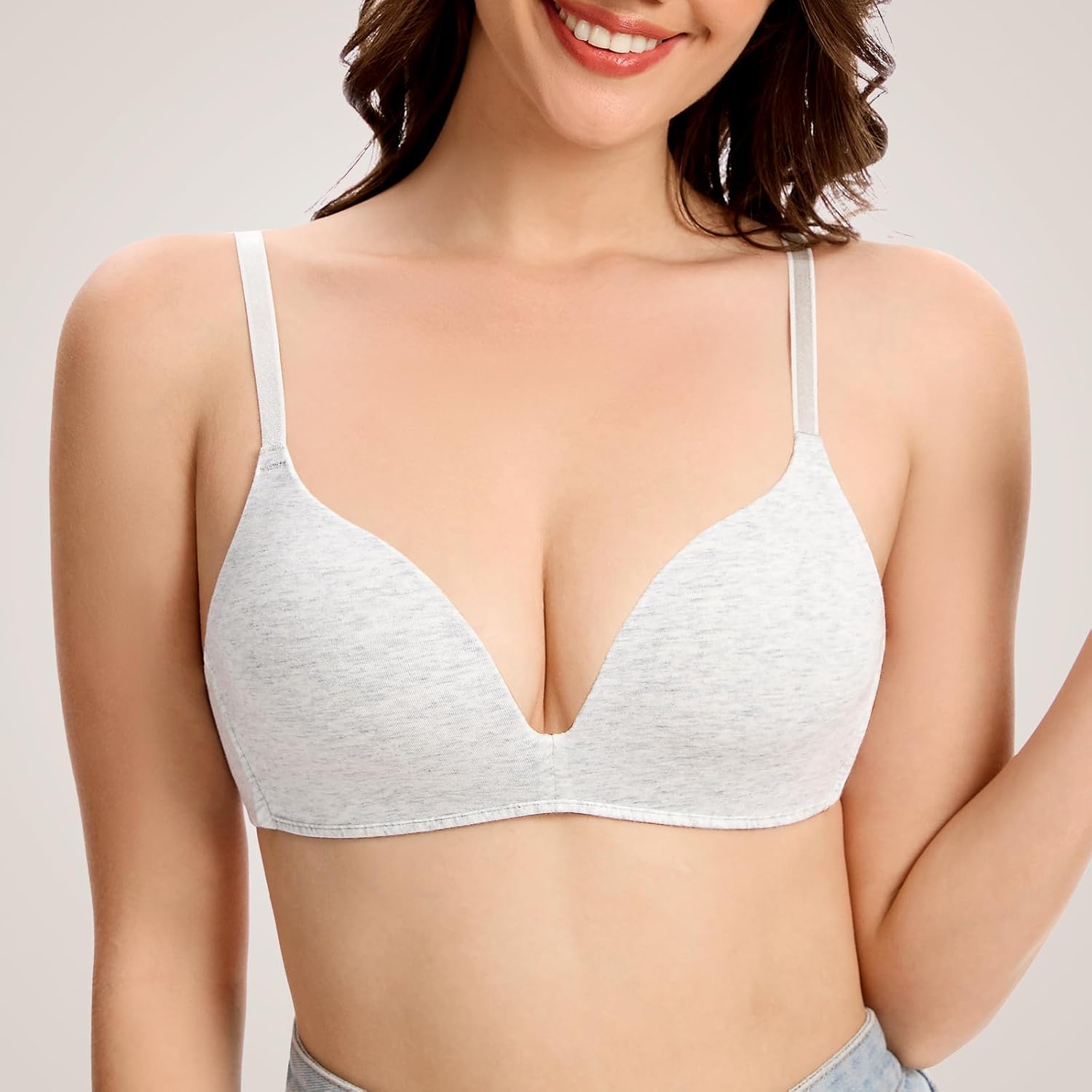 Eleplus 3 Pieces Lightly Lined Wireless Bras for Women Comfy Plunge T Shirt Bra Pack - Image 2