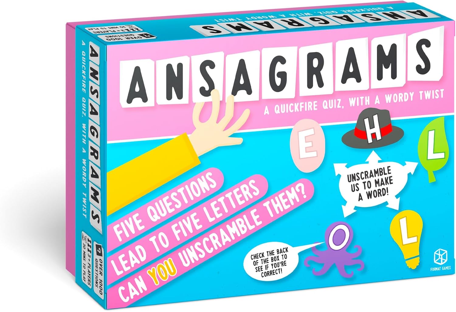 Ansagrams Party Game - Quick Word Quiz Challenge! Fast-Paced Trivia Game, Fun Family Game for Kids & Adults, Ages 12+, 3-10 Players, 30-60 Minute Playtime, Made by Format Games