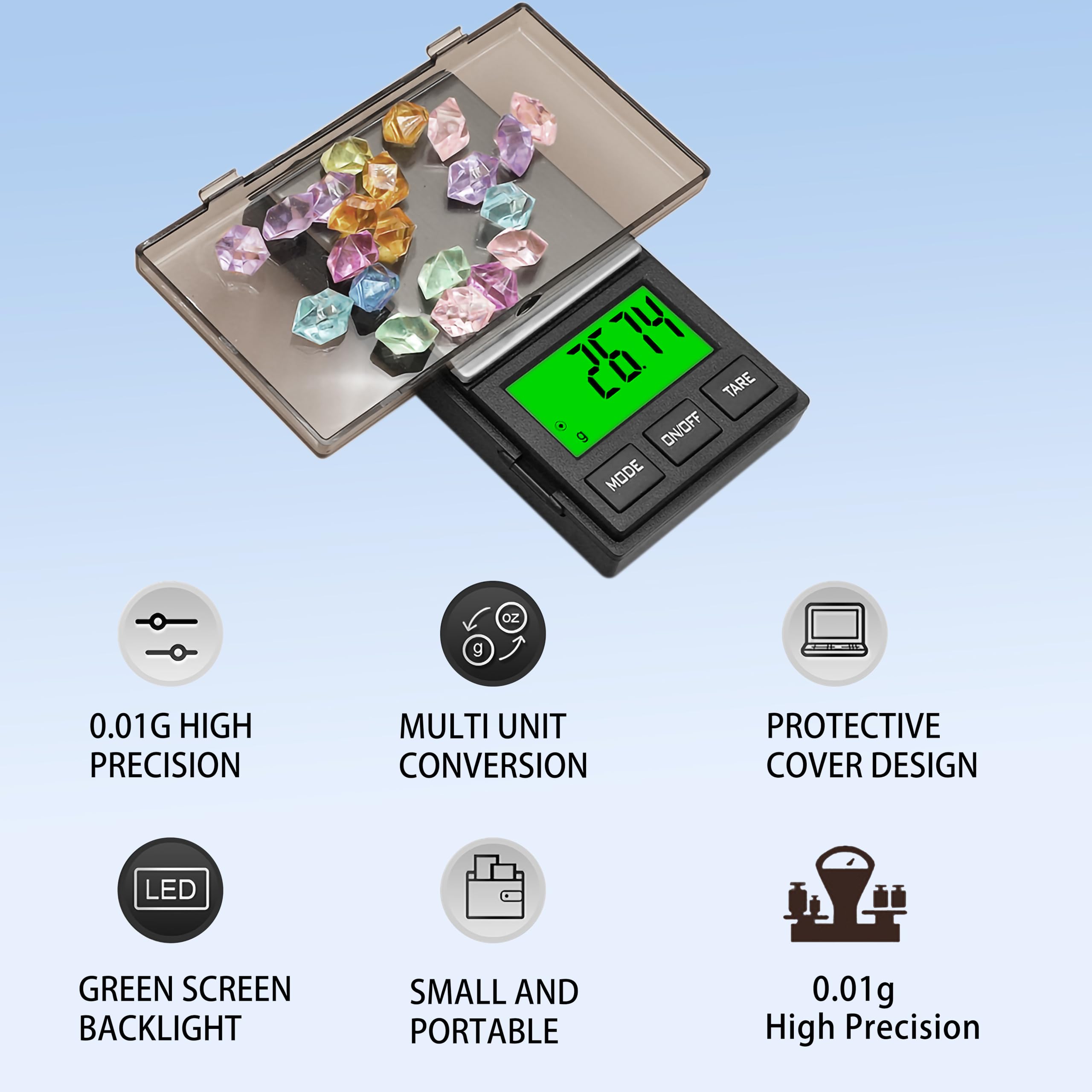 Mik-Nana Pocket Scale - 1000g X 0.01g Precision, Digital Gram Scale For Jewelry, Coffee, Food (Backlit) - View #2