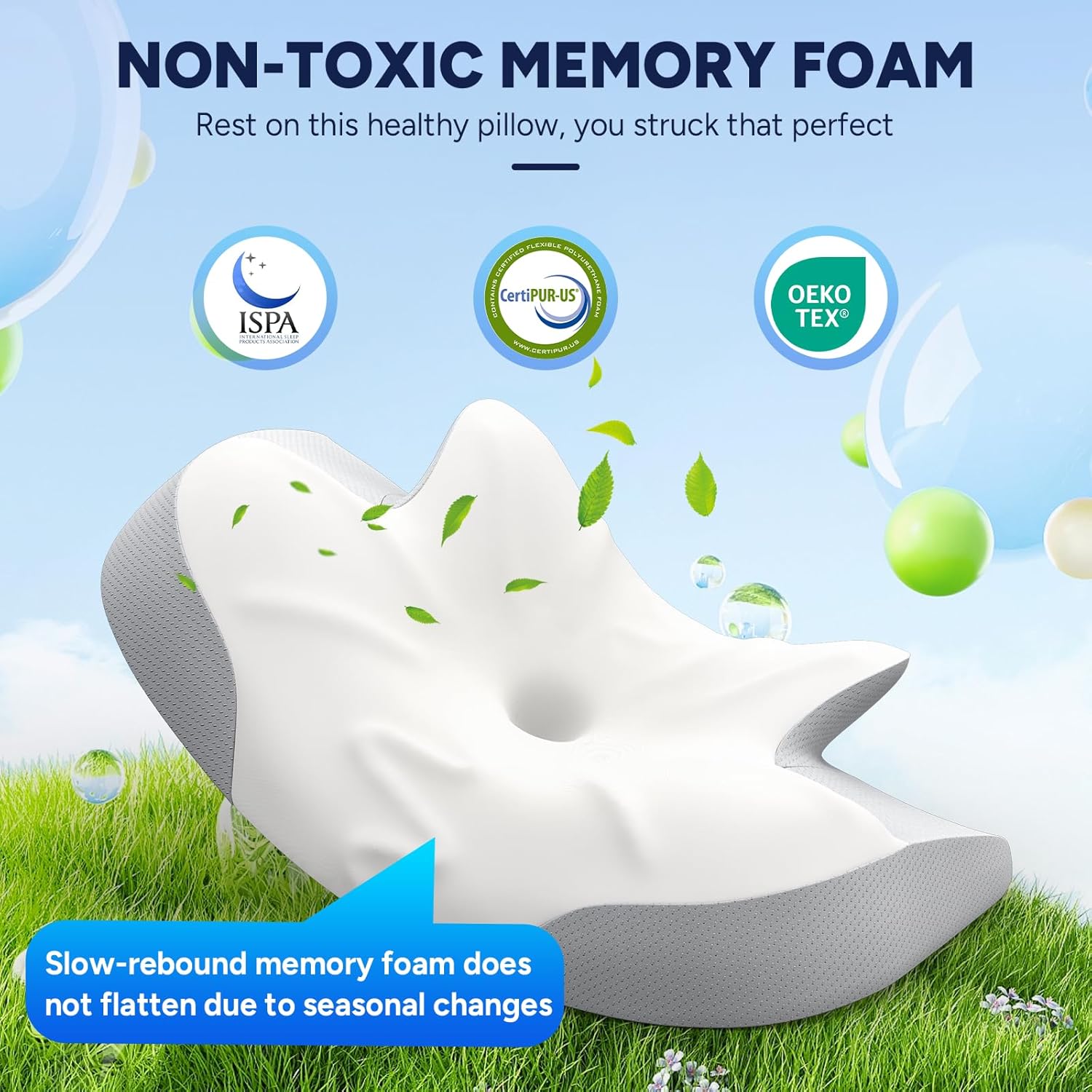 Ergonomic Cervical Pillow for Neck and Shoulder Support, Contour Memory Foam for Side and Back Sleepers, Hypoallergenic Design with Removable Pillowcase