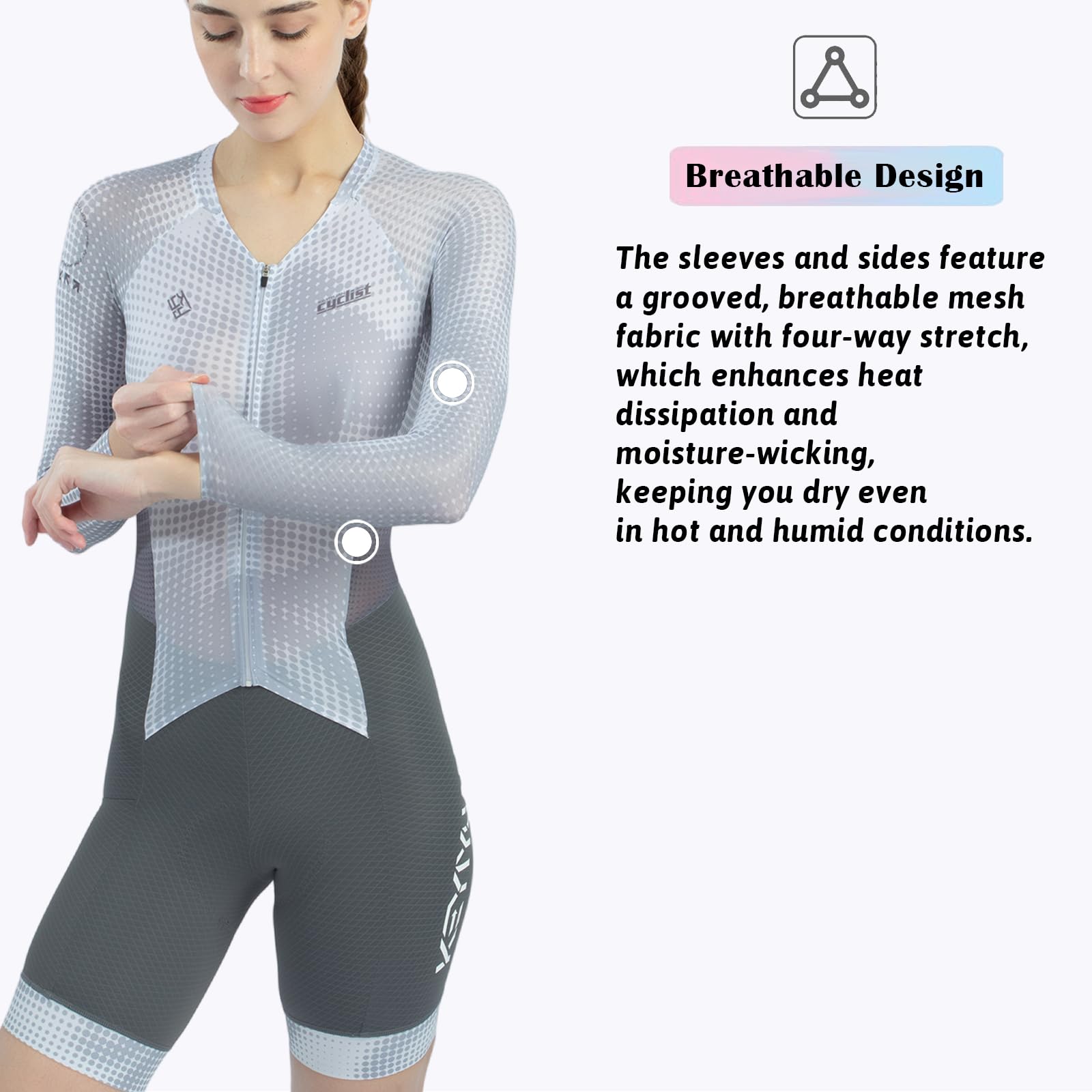 Mono de Ciclismo Mujer para Triatlón con Badana de Alta Densidad, Skinsuit Aero de Una Pieza, Transpirable y de Secado Rápido con Protección UV, Ideal para Ciclismo de Carretera, Triatlón