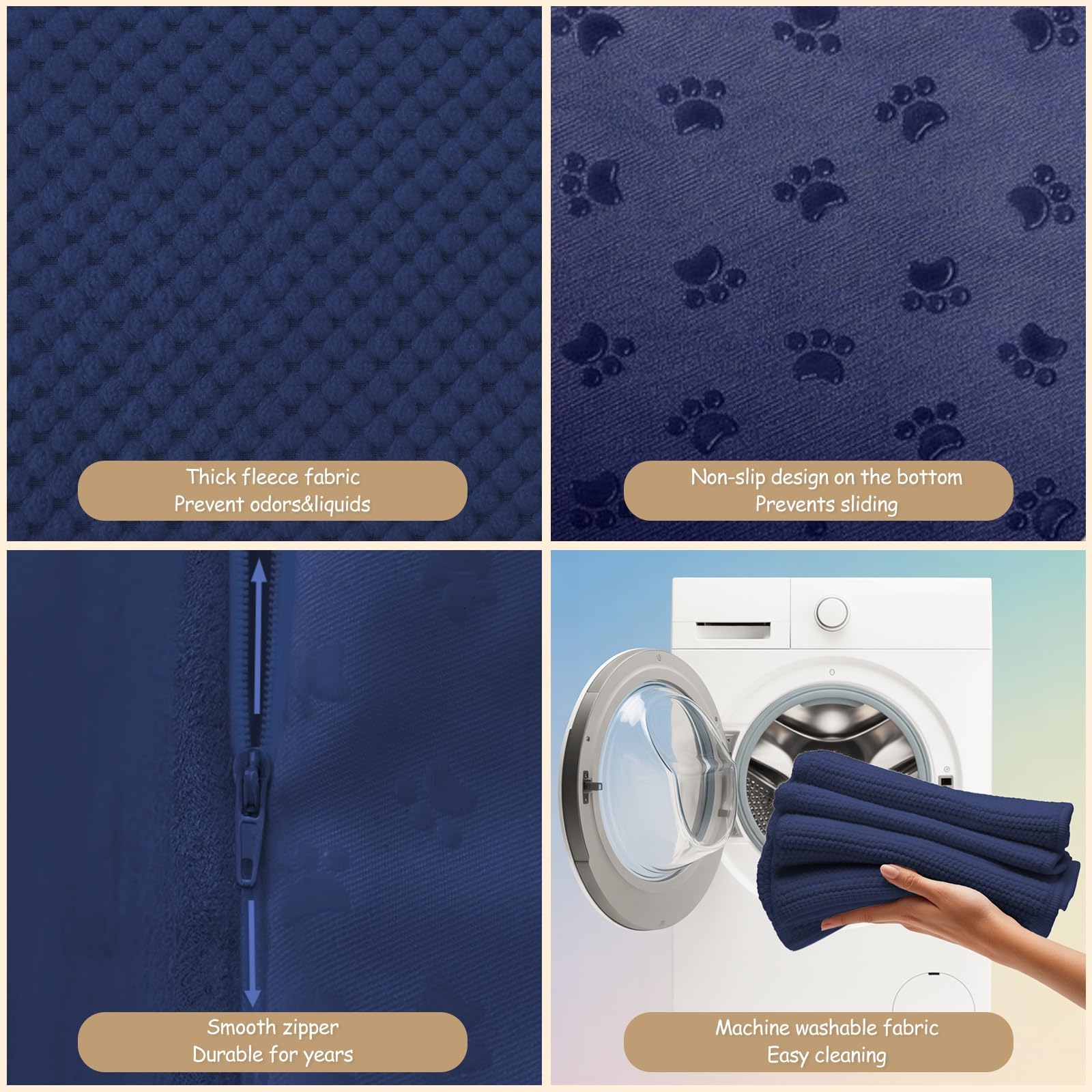Niubya Escalier pour Chien et Chat, H62 cm, avec Housse Lavable et Mousse à Haute densité, pour lit, Salon et canapé, Échelle Large Animaux âgés et blessés (Bleumarine 5 marches)