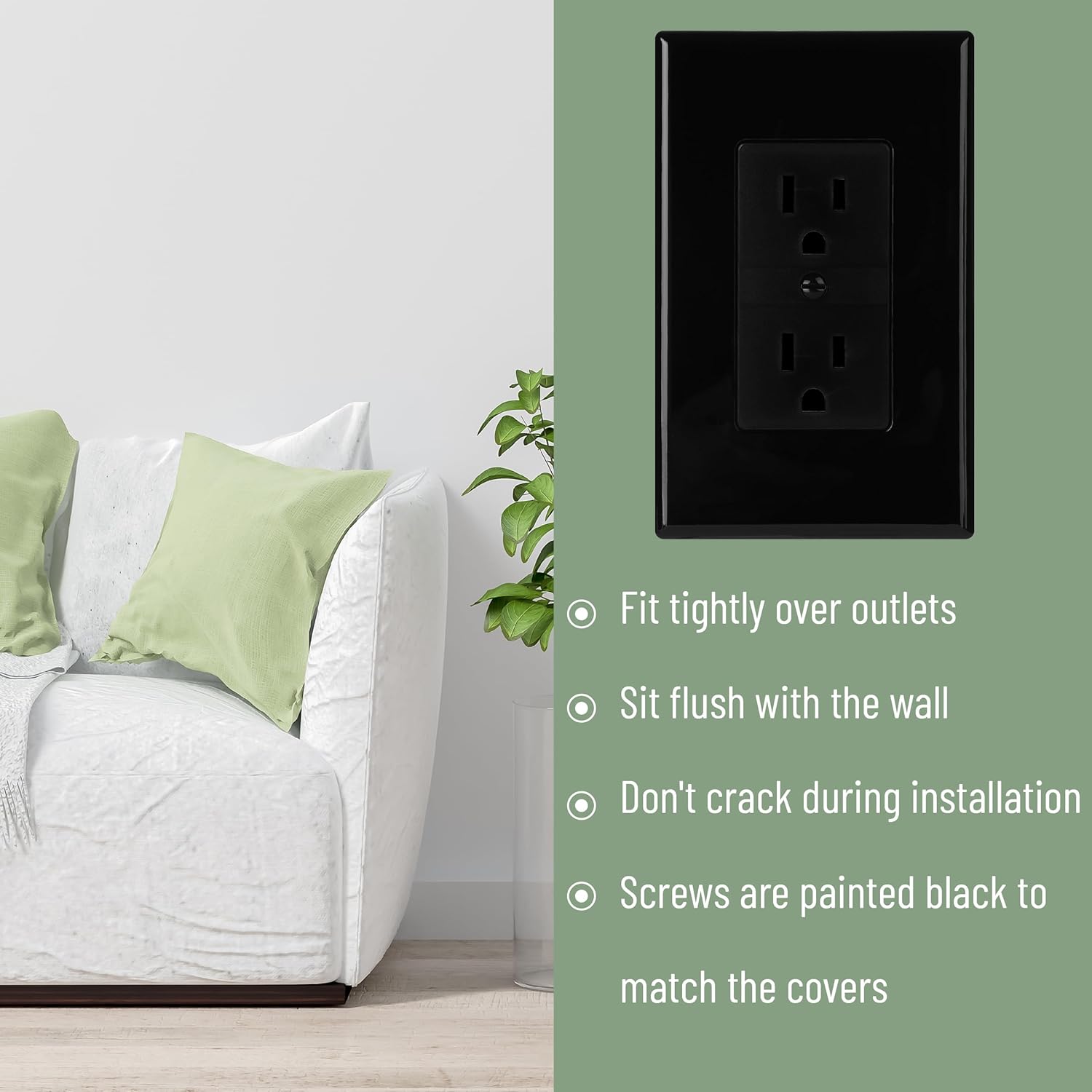 Bates- Duplex Wall Plate, 10 Pack, Black, Electrical Outlet Cover Plates