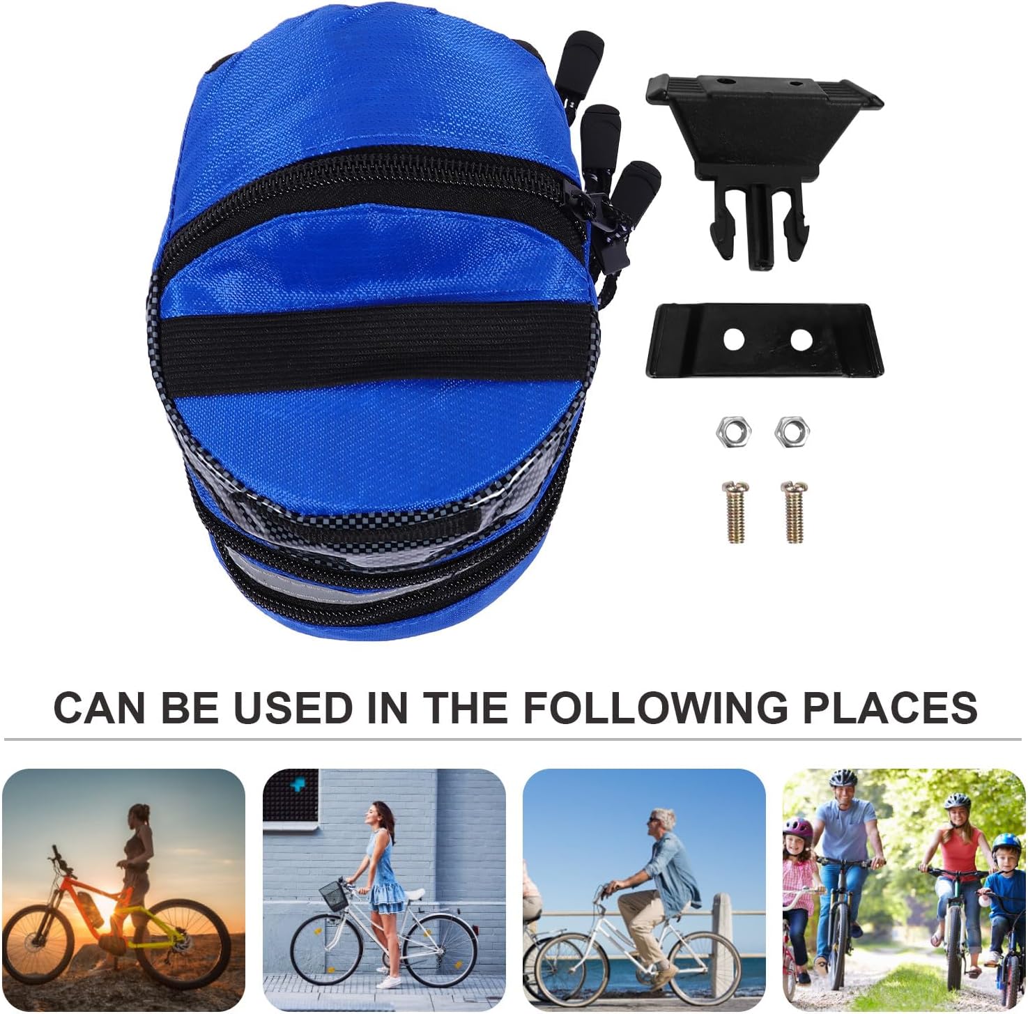 Waterproof Bike Tail Bag Saddle Pack for Road and Mountain Bikes Cycling Rear Seat Storage Pouch with Zipper Outdoor Riding Saddle Bag