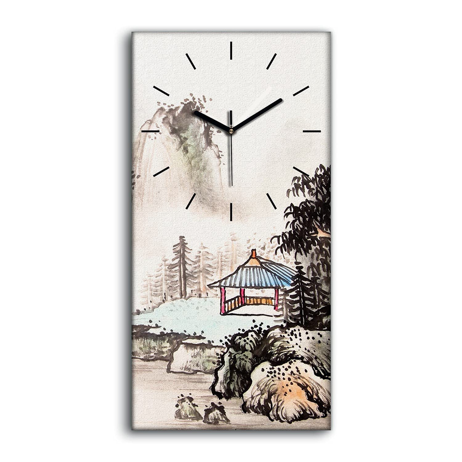 Art Mural Peinture Aquarelle Paysage Chinois - Horloge Luxe