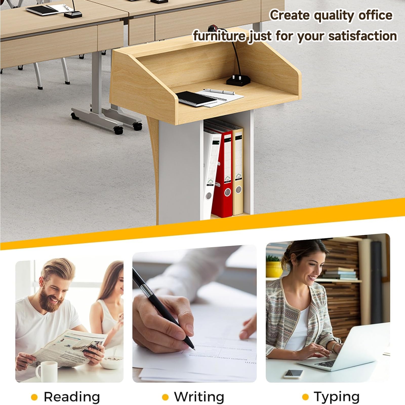 Pupitre en Bois pour présentations et conférences, Support d'affichage pour Bureaux, écoles, églises et événements, lutrin Polyvalent pour la Prise de Parole en Public