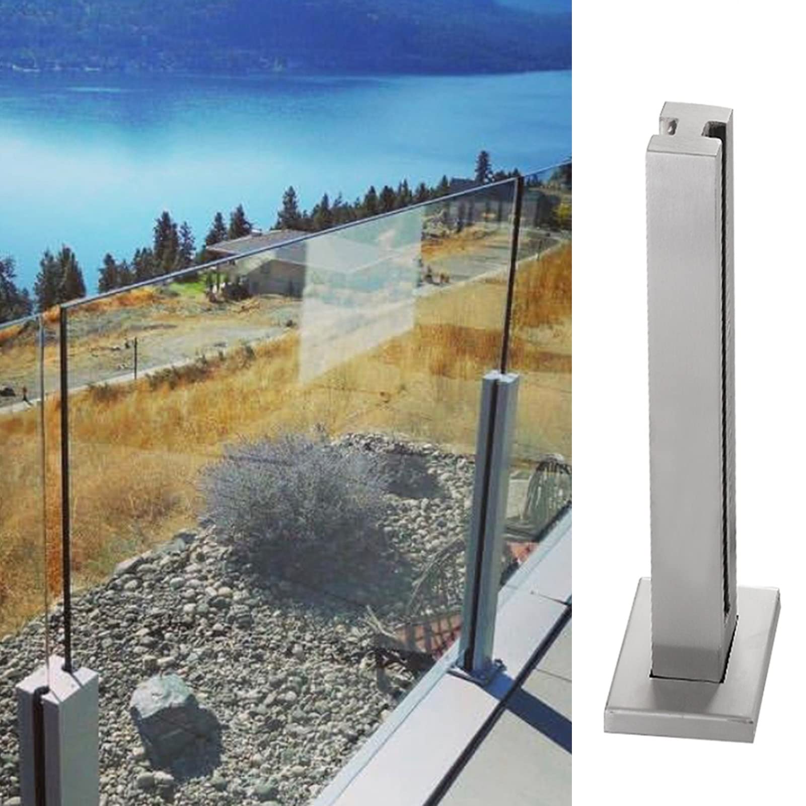 Garde-corps en verre avec poteaux inox pour sécurité d'escalier