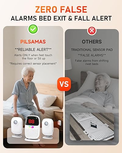 Miniatura 3 de Alarmas de cama para pacientes ancianos con demencia  Pantalla digital de identificación con sensor y buscapersonas con clip, rango inalámbrico de