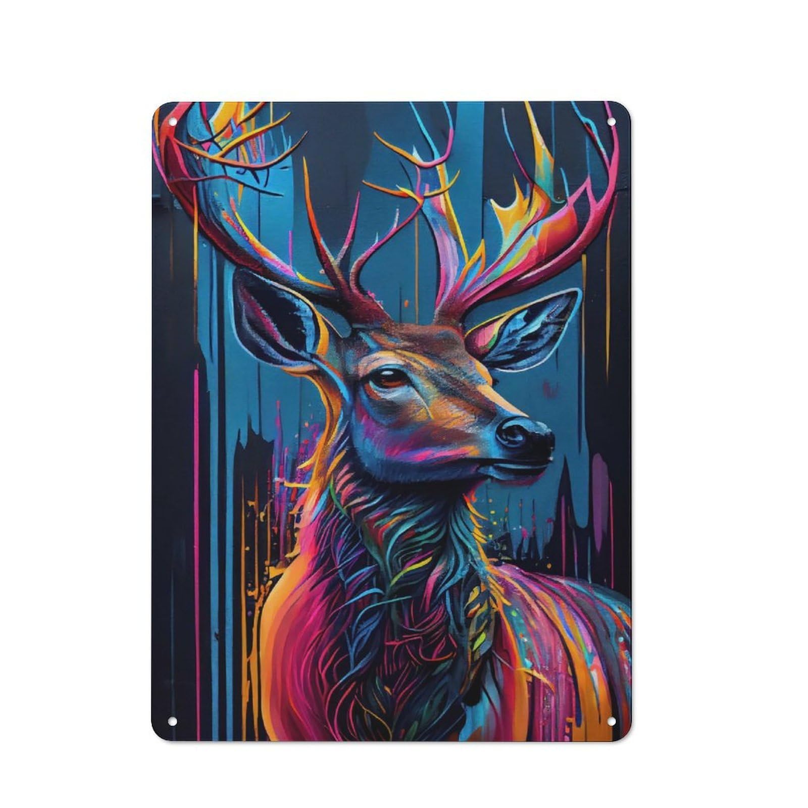 Junmoney The Majestic Deer Rustic Metal Wall Decor 40X30cm, Country Metal Sign For Kitchen, Cottage, Porch Or Garden Room