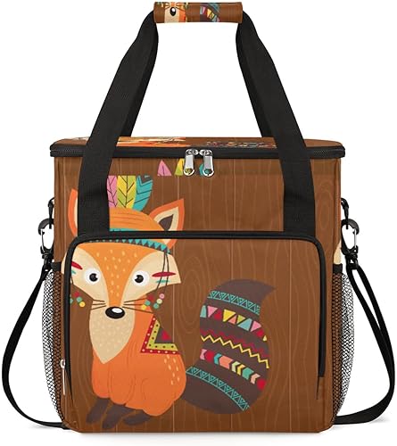 Bolsa de transporte para cafetera con patrón de zorro vintage para Keurig K-Mini o K-Mini Plus K-Cup Pods almacenamiento portátil cafetera bolsa de