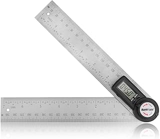 HURRICANE Digital Angle Finder Protractor, 2 in 1 Digital Level and Angle Gauge, 7 Inch / 200mm Stainless Steel Measuring Ruler with Large LCD Display for Woodworking, Crown Molding and Daily Use