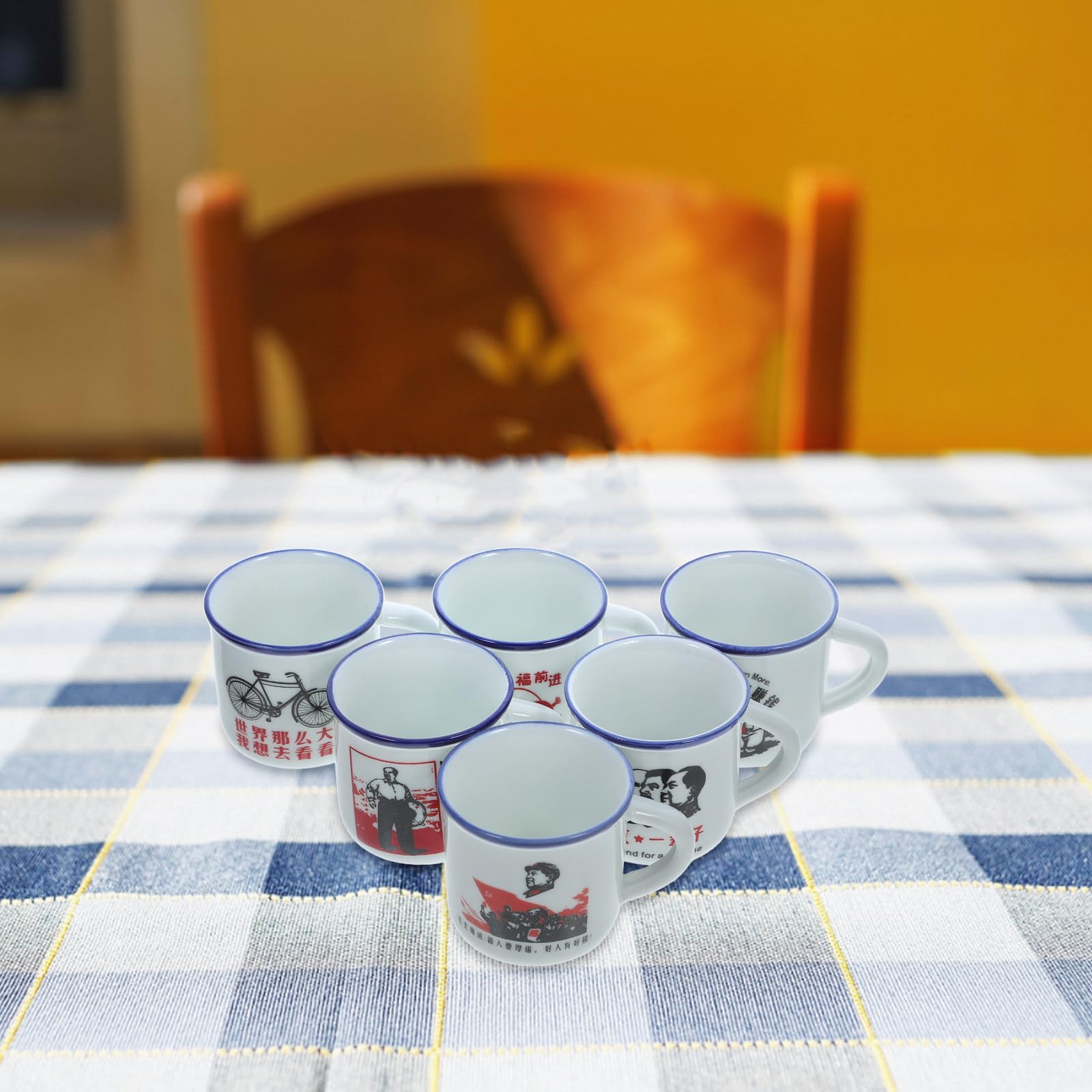 SHINEOFI 6 Stück Pack Vintage Emaillebecher aus Hitzebeständiger Emaille Unzerbrechliche Haushalts Wasserbecher mit Ausreichend Fassungsvermögen für Kaffee Tee und Heißgetränke