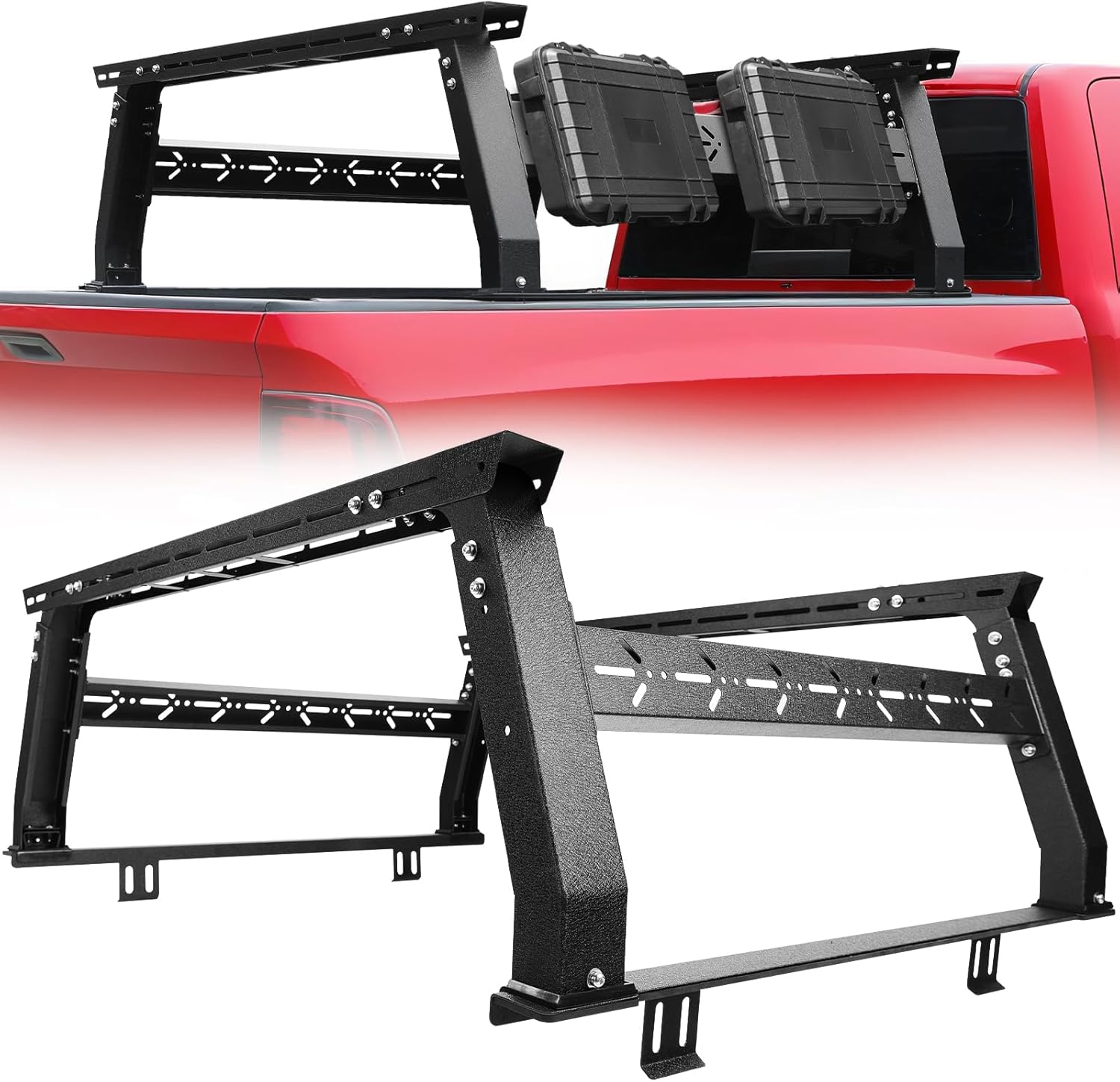 Adjustable truck bed rack for various pickups