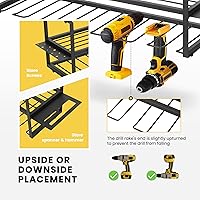 Vista 5 de SPECSTAR Organizador de herramientas eléctricas, soporte de pared, 3 capas, estante de herramientas resistente con 7 soportes para taladro, estante