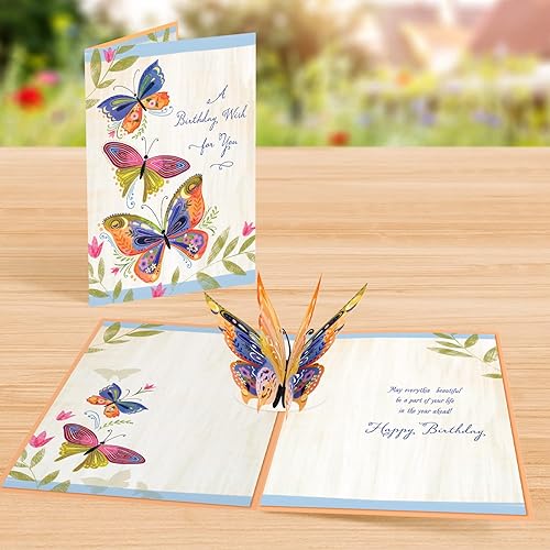 Miniatura 4 de Tarjeta de cumpleaños desplegable con diseño de mariposa 3D, tarjeta de felicitación de deseos de cumpleaños, ideal para amigos, familia o alguien