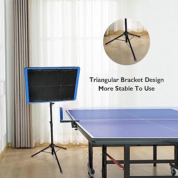 Floor-Standing Table Tennis Rebound,Ping Pong Return Board with 6 Black Rubbers,Stand is Height Adjustable for Home Gym Community Game Rooms