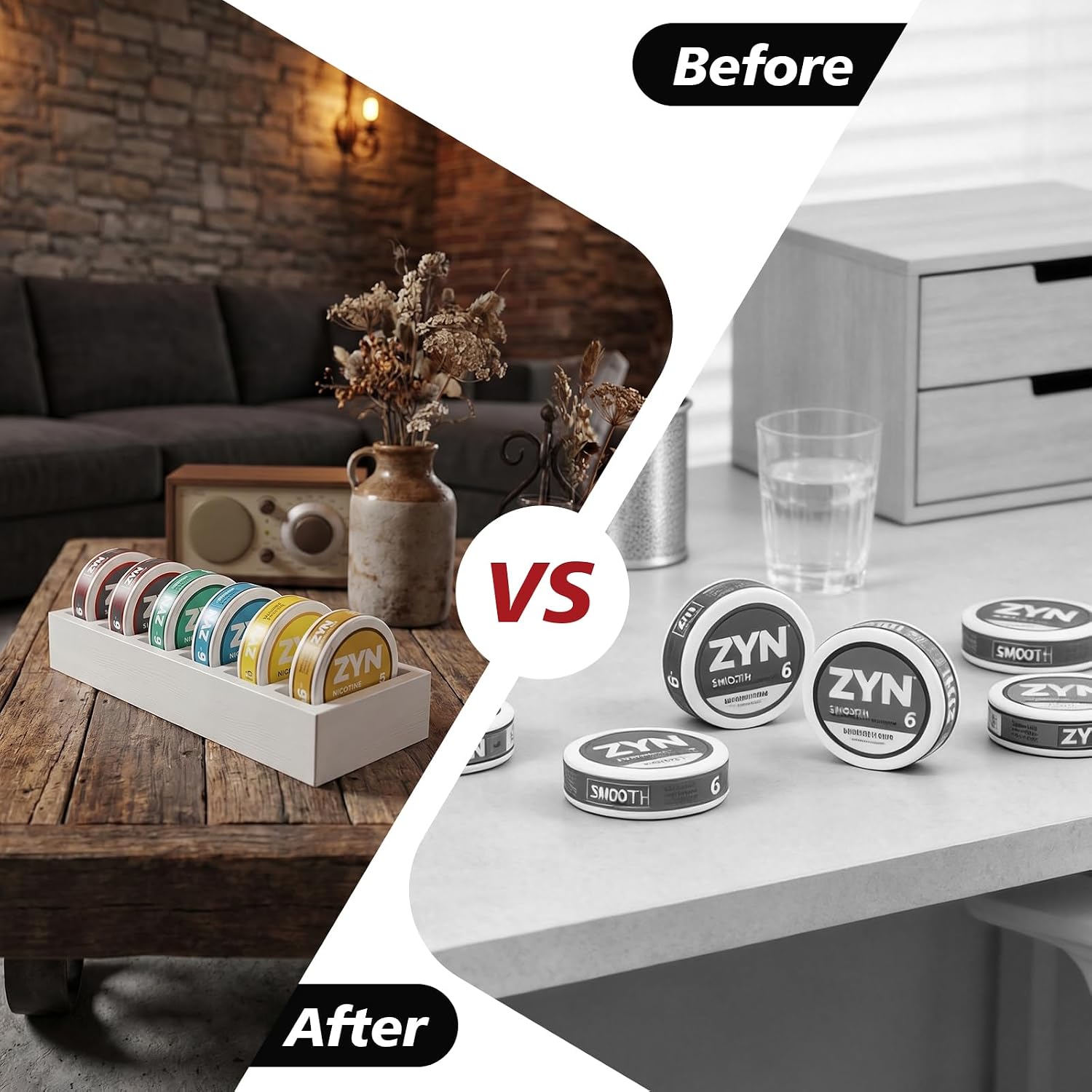 Zyn Holder Dispenser, Zyn Can Display Case Storage Container Drawer Desk Organizer Zyn Accessories for 6 Cans, White