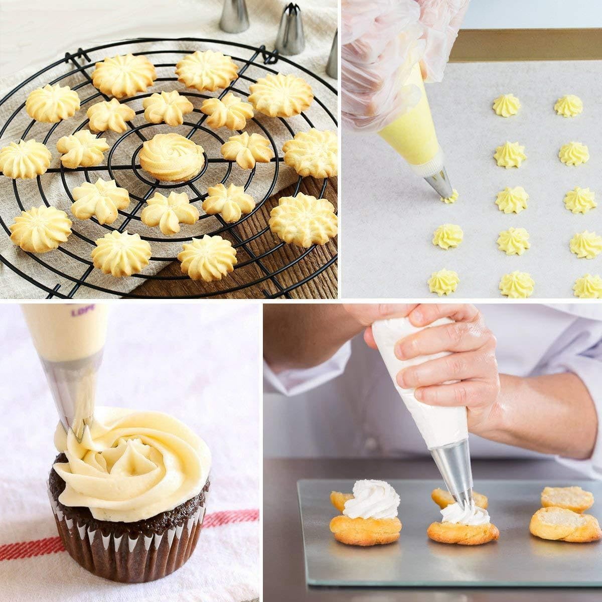 Kit de herramientas para decoración de pasteles, tocadiscos giratorios, juego de soporte, espátula, puntas de tubería, fondant, herramienta para hornear pastelería, 200 piezas