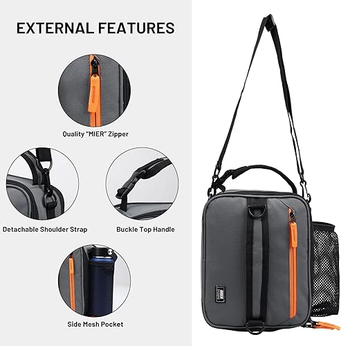 Miniatura 6 de MIER Lonchera expandible con aislamiento para hombres, niños, adolescentes para el trabajo, escuela, viajes, múltiples bolsillos, bolsas portátiles