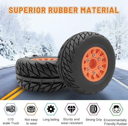 Miniatura 3 de OGUNKE 4 neumáticos de camión RC para escala 1/10, Arrma Senton Traxxas, Slash Axial Redcat Rc4wd Hex desmontable 0.551 in 0.472 in RC ruedas