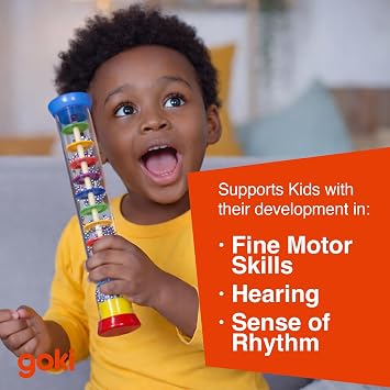 Goki Wooden Rain Stick Musical Instrument I Montessori Rainmaker Toy for Toddlers 1-3 - Sensory Baby Rattle & Auditory Development Toy for Boys & Girls - Wooden Rainstick