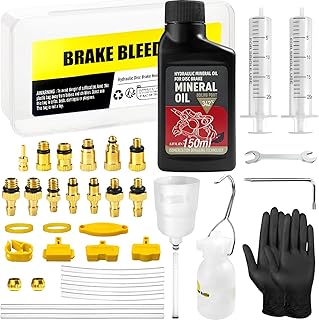 Brake Bleed Kit for Shimano, TEKTRO, TRP Hydraulic Disc Brakes, Bike Brake Bleed Kit with Brass Connector, 150 ML Mineral Oil Brake Fluid