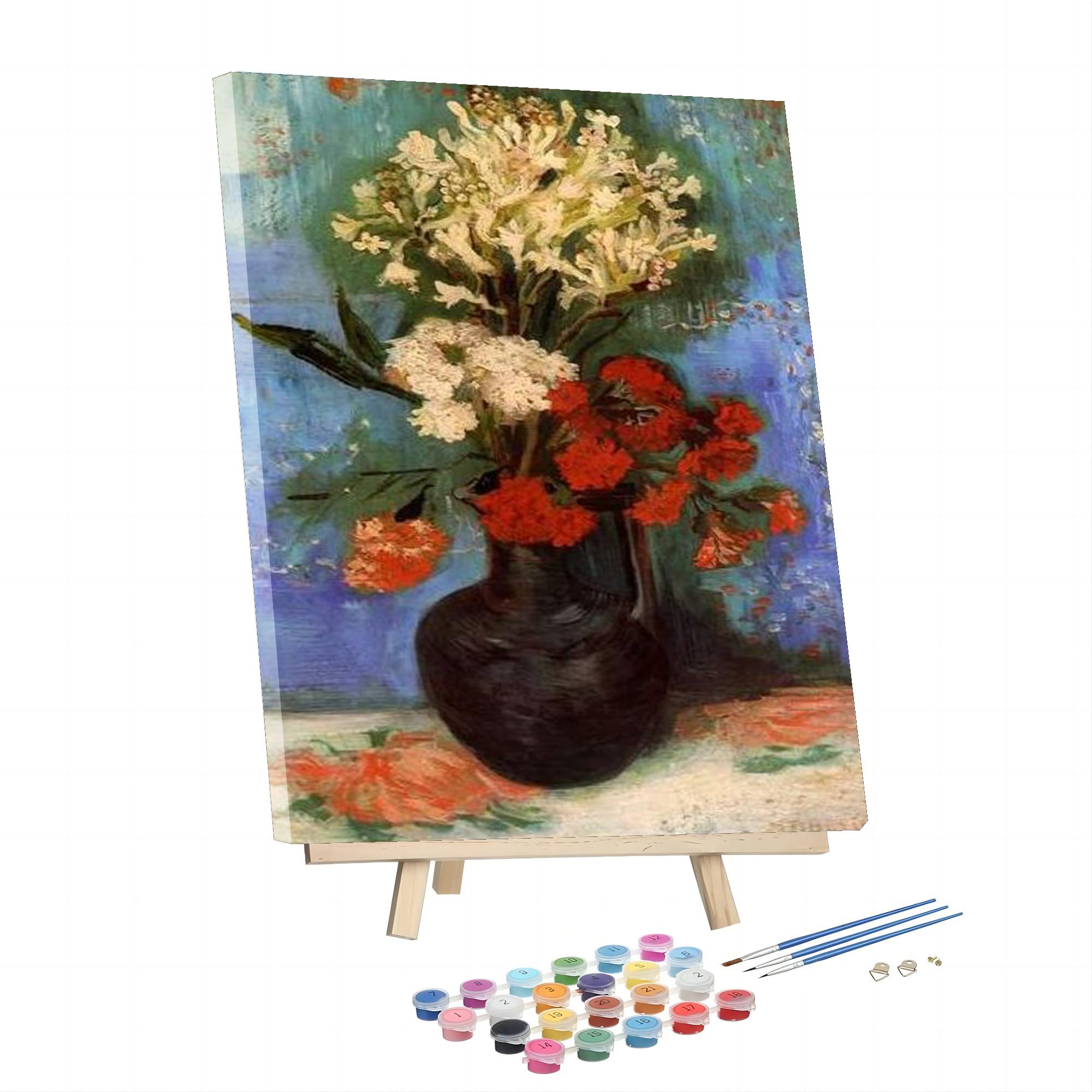 Awesocrafts - Kit di pittura con numeri, iris on the ground by Van Gogh, per adulti e bambini, 40,6 x 50,8 cm, con cornice o no (iris, senza cornice