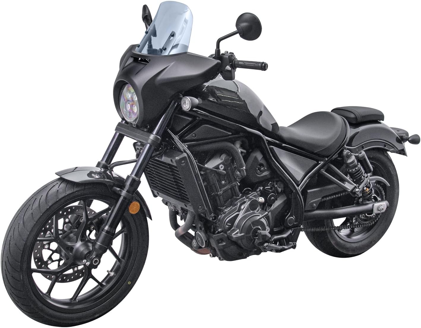 Motorcycle Headlight Fairing Cowl Windscreen Windshield for Honda Rebel CMX 1100 2021 2022 2023 2024 2025 2026 Wind Screen Mask Deflector Protector Cover (Light Smoke+Matte Black)