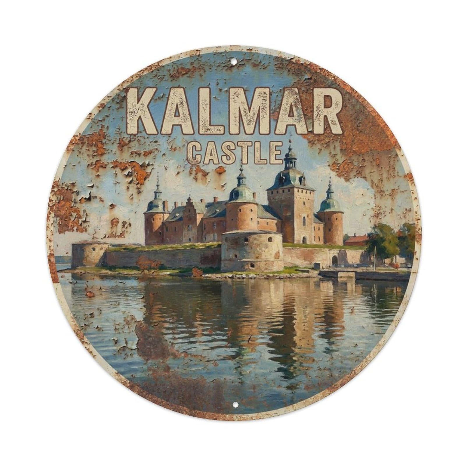 Vintage Travel Sweden Kalmar Vintage Metal Tin Sign Plaque Wall Decor for Cafe, Club Bar, Office, Garden Metal Poster 8x8Inch
