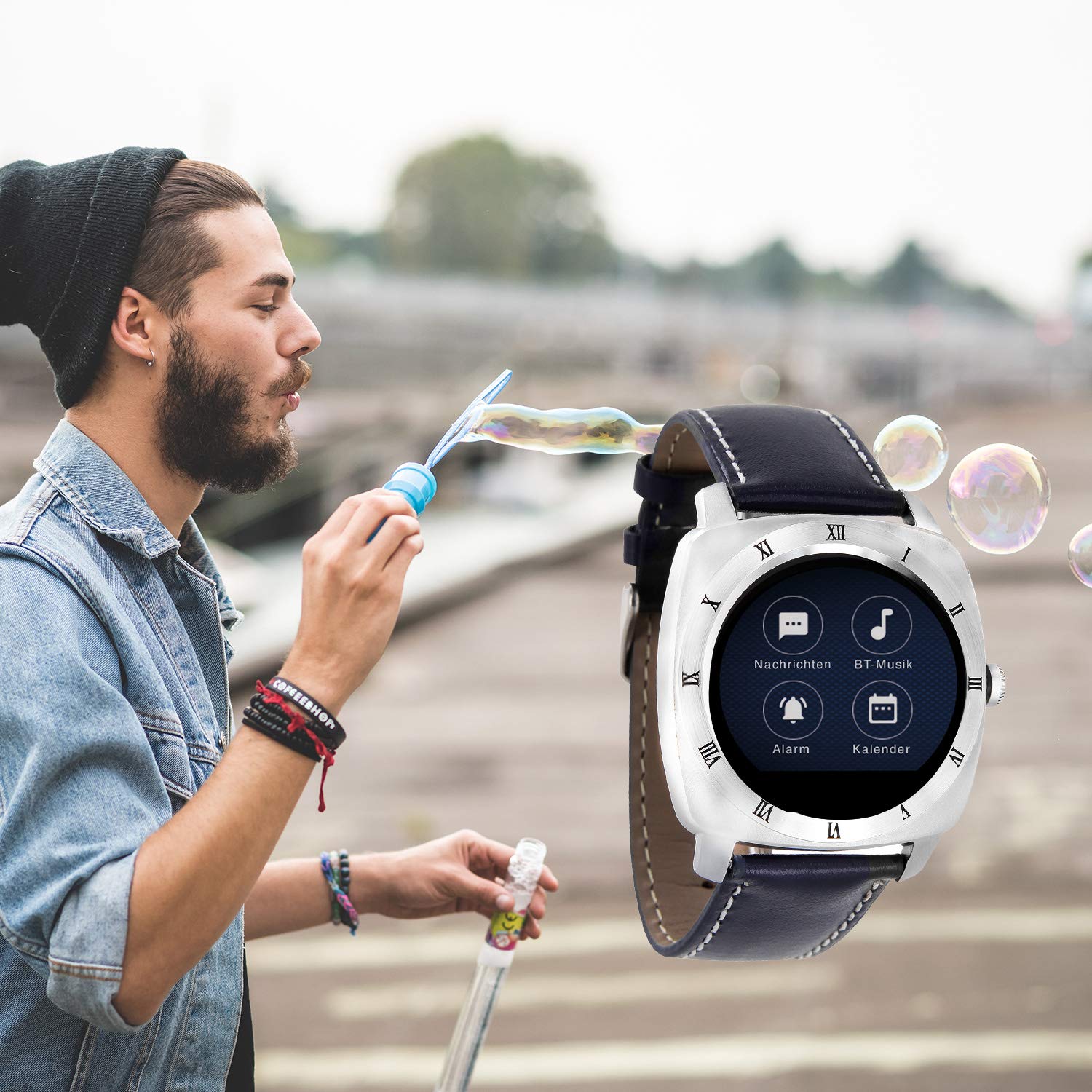 X-WATCH | NARA XW PRO granatowy smartwatch iPhone i Android – podłączony inteligentny zegarek z tętnem i krokomierzem