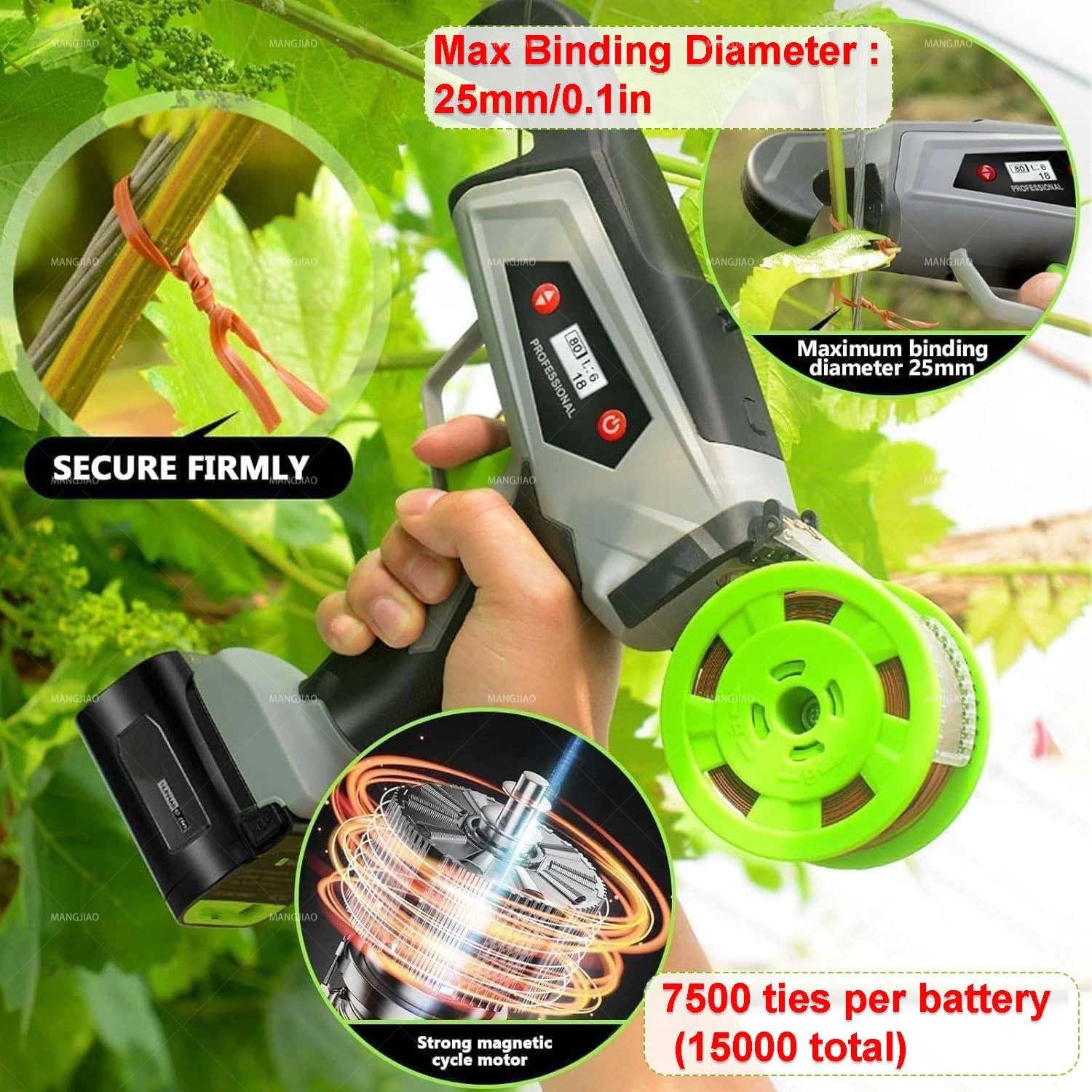 Máquina eléctrica de atado de enredaderas, correas ajustables de 3 a 8 y 25 mm de diámetro para verduras, frutas, herramientas de jardín