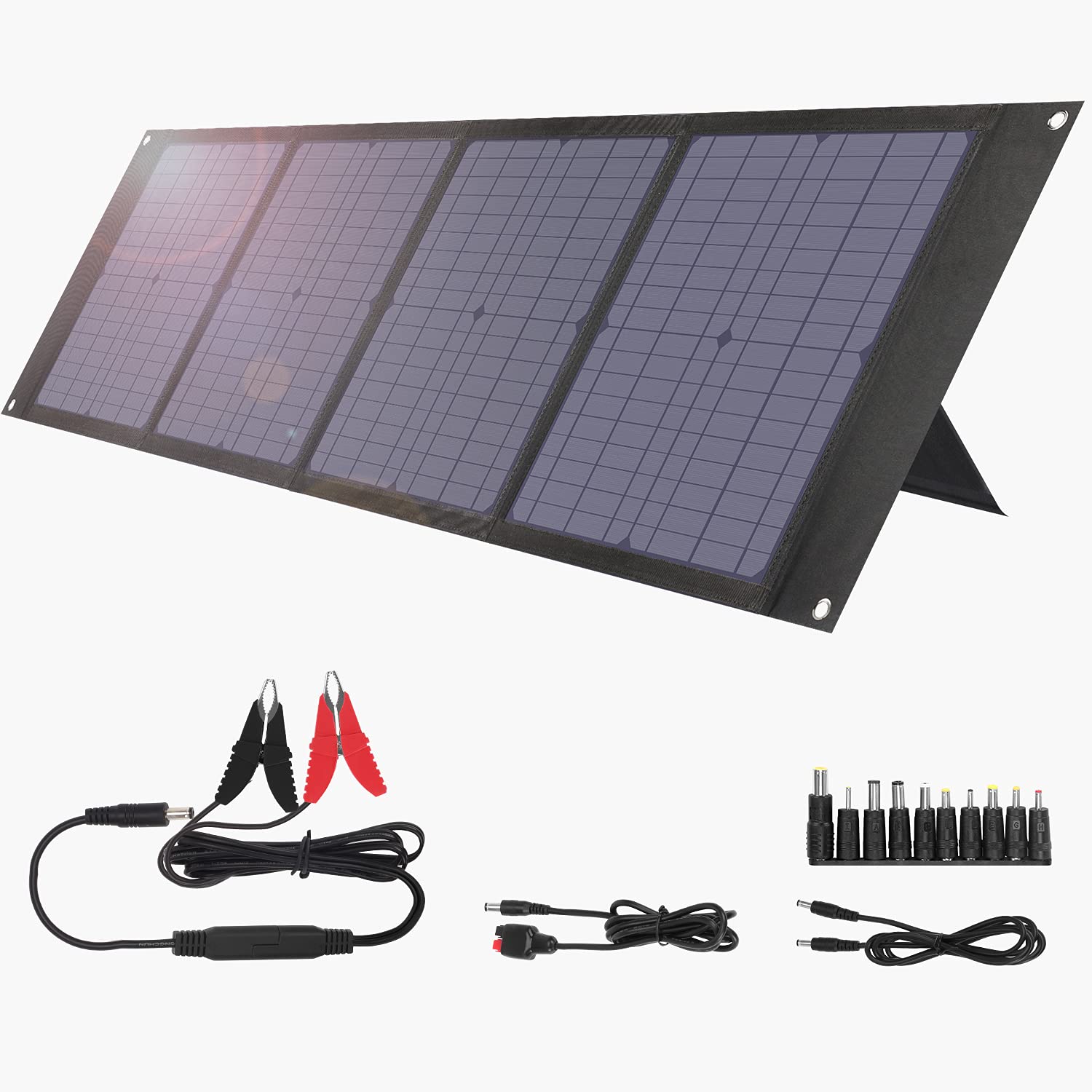 80W Portable Solar Panels, BigBlue Foldable Solar Charger with DC Port+PD Type-C+2 USB Output, Fast Charging, 18V Camping ...