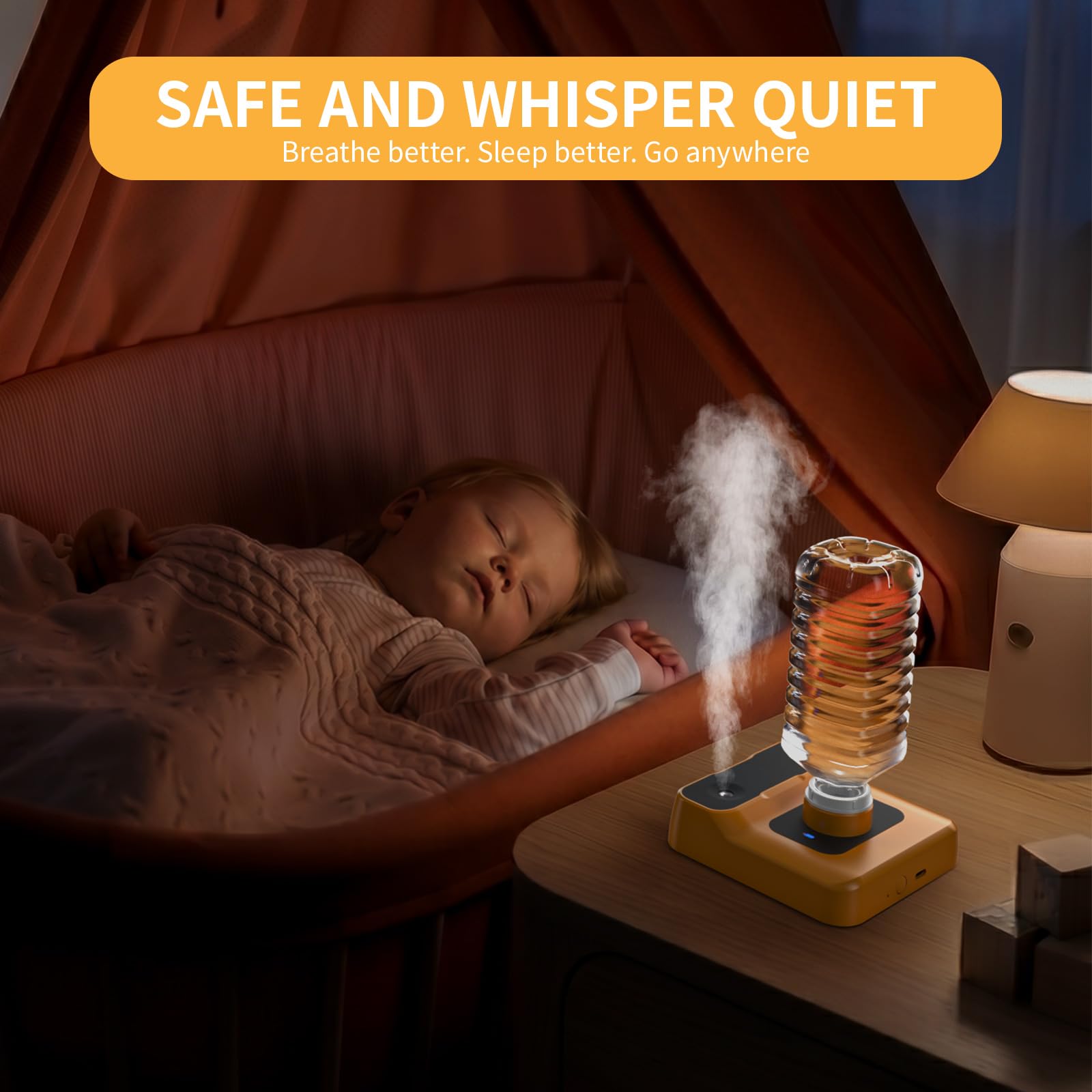 Reise-Luftbefeuchter - Wiederaufladbarer tragbarer Luftbefeuchter für Schlafzimmer, Hotelzimmer, Schreibtisch & Pflanzen, persönlicher Mini-Luftbefeuchter flüsterleise 23dB, automatische
