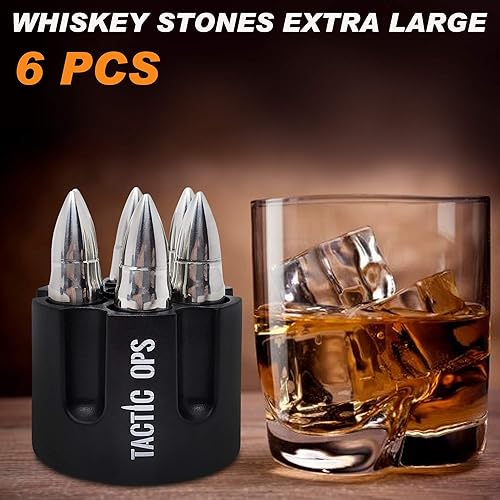 Miniatura 2 de Piedras de bourbon en forma de bala, hechas de acero inoxidable, súper frías, XL de 2.5 pulgadas, paquete de 6 rocas de whisky, cubos de piedra de