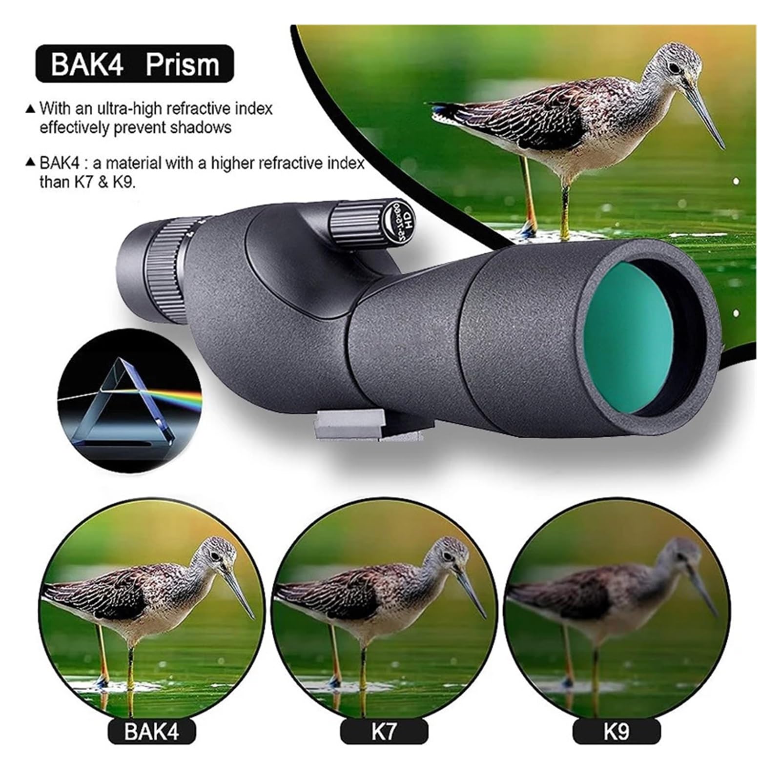 Télescope Monoculaire 20x60 GOHHME - Prisme BAK4 - Étanche - Avec Trépied