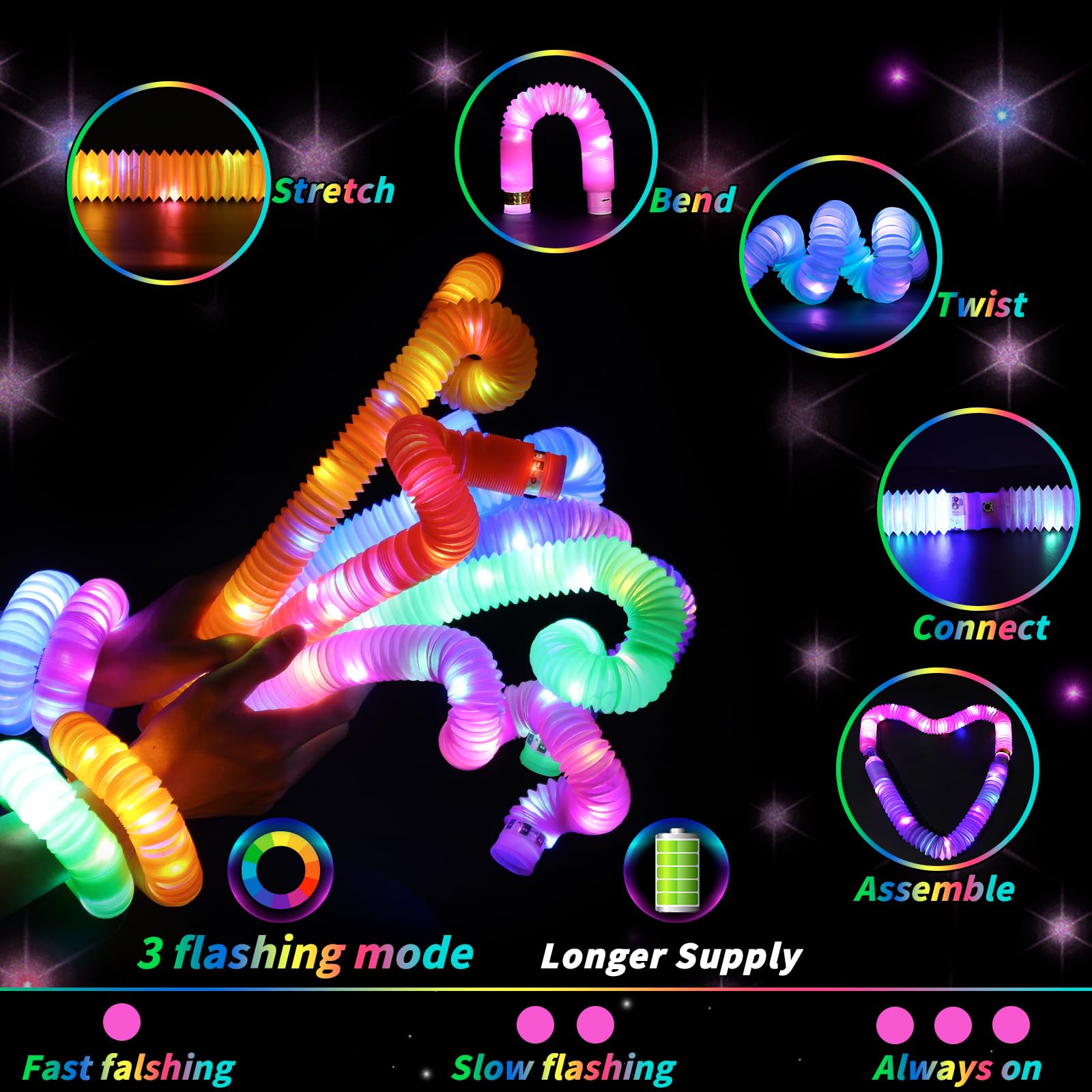 60 piezas de suministros de fiesta que brillan en la oscuridad, 30 gafas de luz LED, 30 varillas luminosas, tubos de flash, gafas LED de neón, pulsera, collar, accesorios, bolsas de regalo para