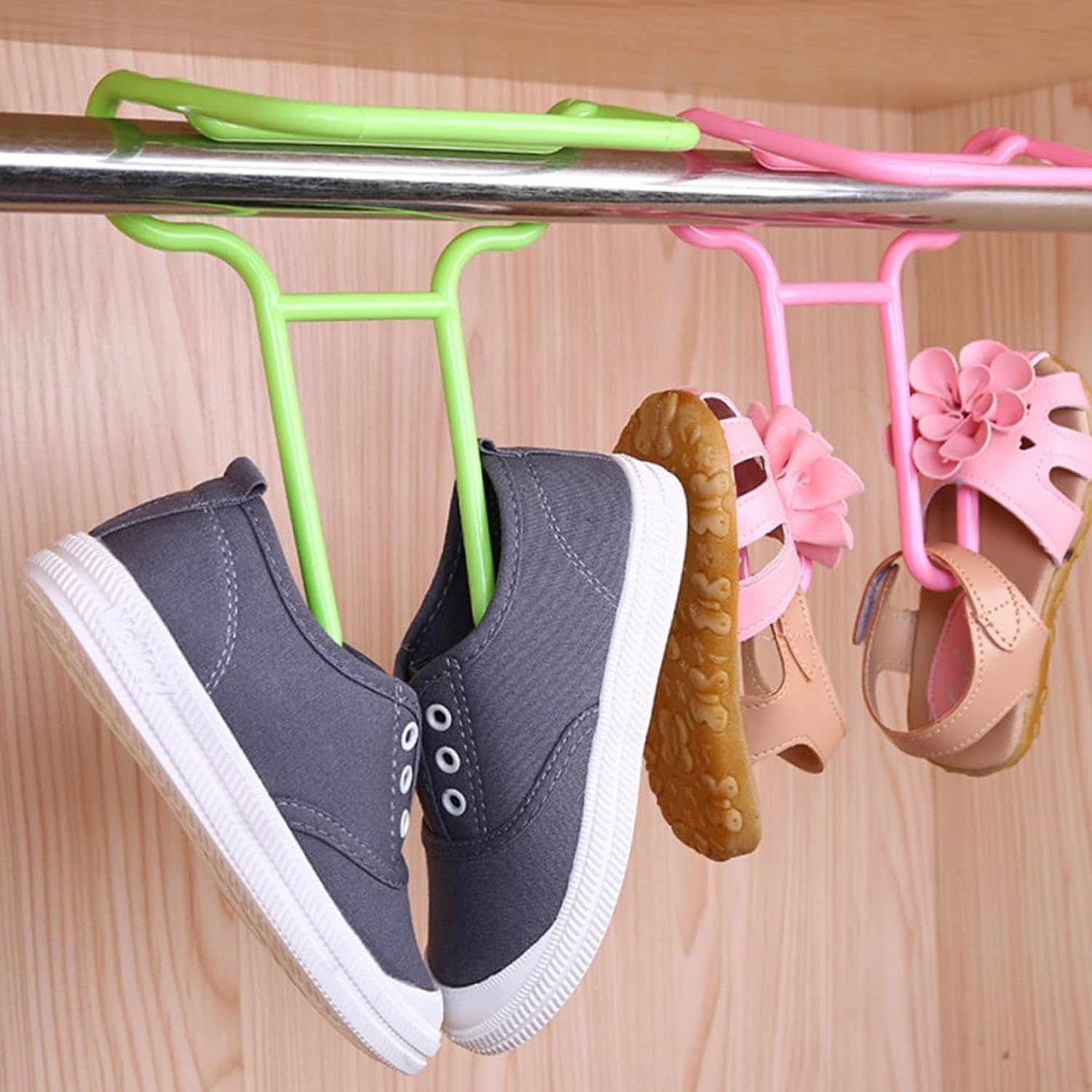 ASGAGZI Multi-Function Shelf Drying Rack Shoe Rack Stand Hanger Shoes Hanging Storage Wardrobe Organizer Rack, Shoe Organizer Stand Closet Shoe Organizer Shoe Holder (2 Pc Set) 1