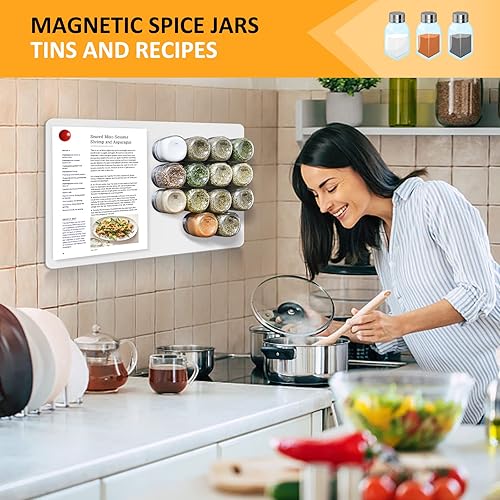 Miniatura 5 de Tablero de anuncios de metal de 15.8 x 11.8 pulgadas, para imanes y tablón de anuncios, para mostrar notas magnéticas, poesía, fotos, refrigerador,