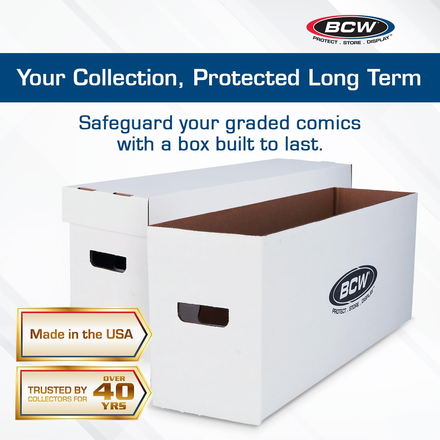 BCW Long Comic Book Storage Box - 5ct | Stackable, Reinforced Cardboard Shell | Fits Most Long Boxes