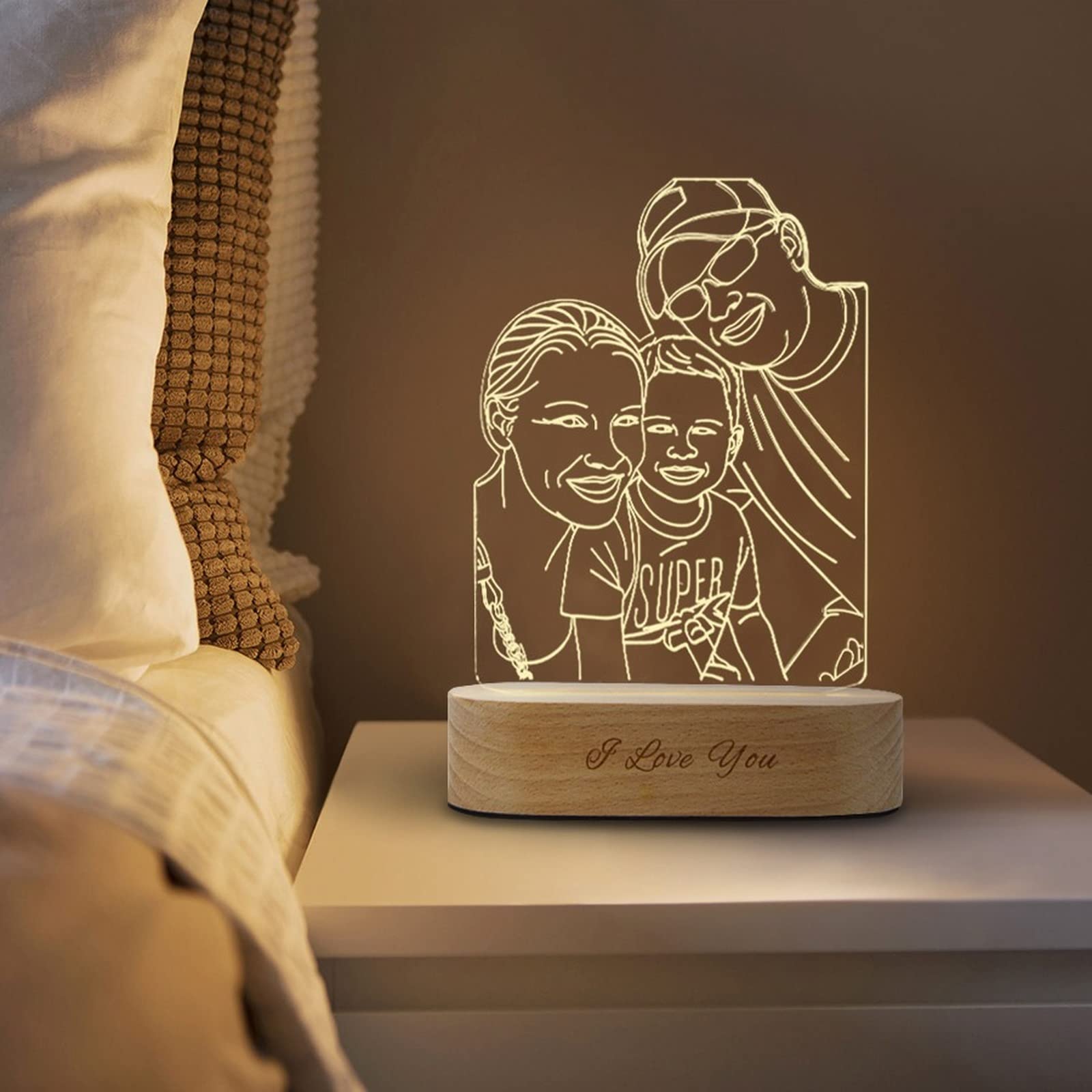 Luz Nocturna Personalizar,Foto personalizada Lámpara 3D Grabado de fotos Texto personalizado Lámpara LED 3D Lampara Personalizada con Tu Foto y Nombre (Customized 1 Person)