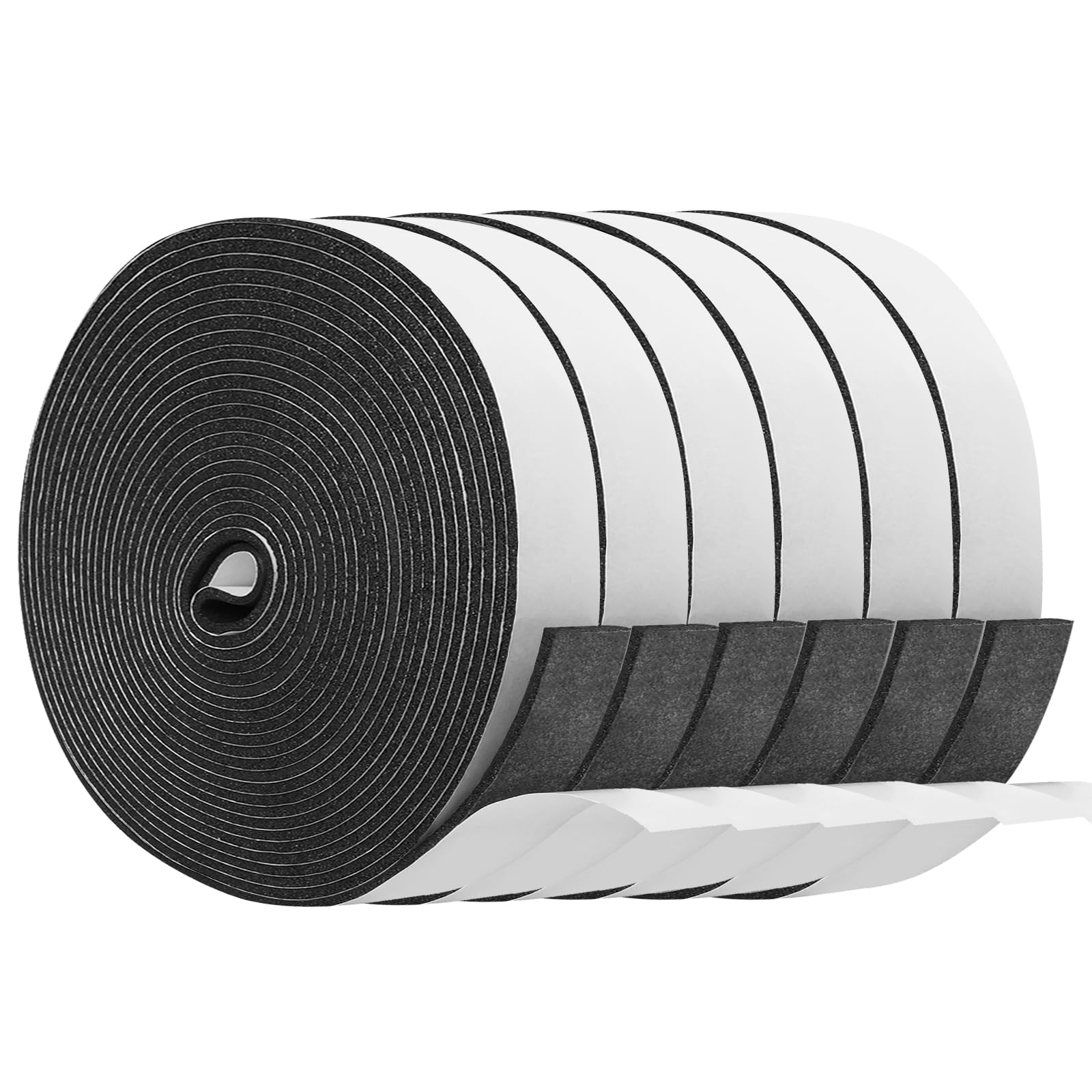 Foam Insulation Tape Self Adhesive,12mm(W) x3mm(T) x5m(L)-6pcs,Weather Stripping for Doors and Windows,Sound Proof Soundproofing Door Seal,Weatherstrip,Cooling,Air Conditioning Seal Strip