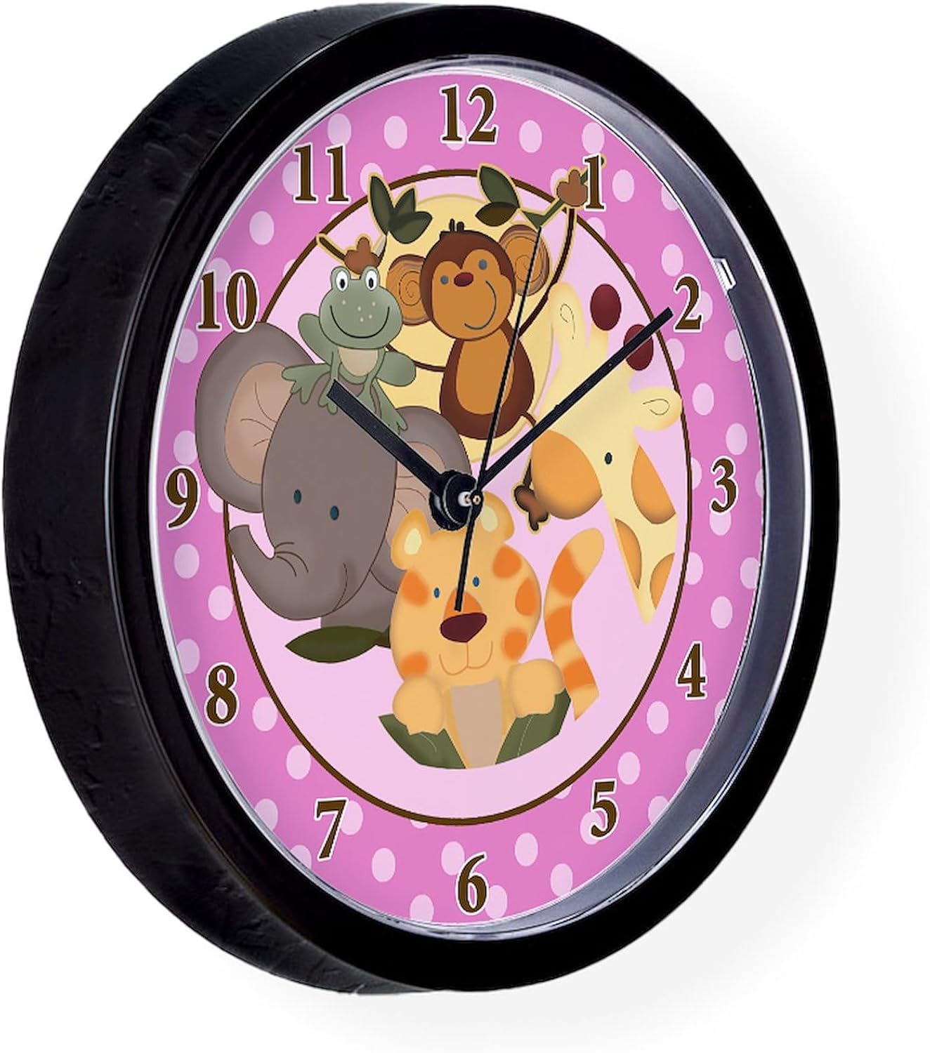 CafePress Pink Girl Jungle Safari 10" Wall Clock for Livingroom, Kitchen, or Office